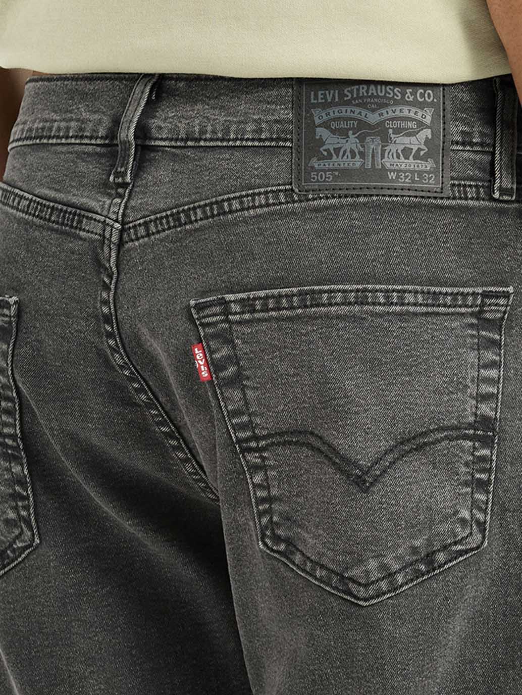Men's 505 Grey Straight Fit Mid Rise Jeans - Image 6