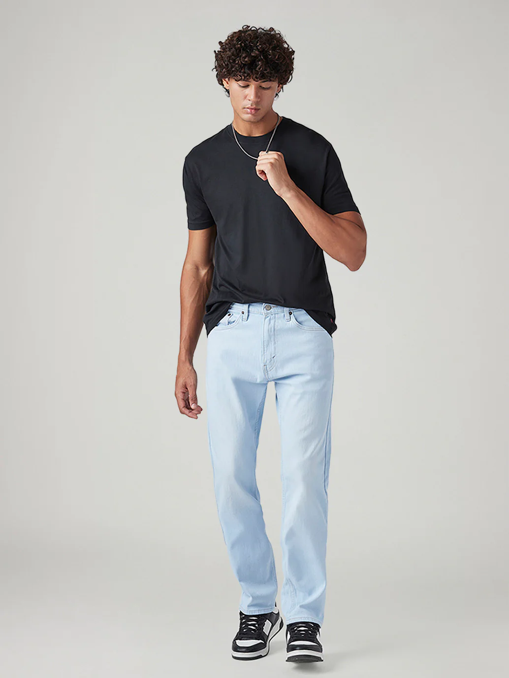 Men's 505 Light Blue Straight Fit Mid Rise Jeans