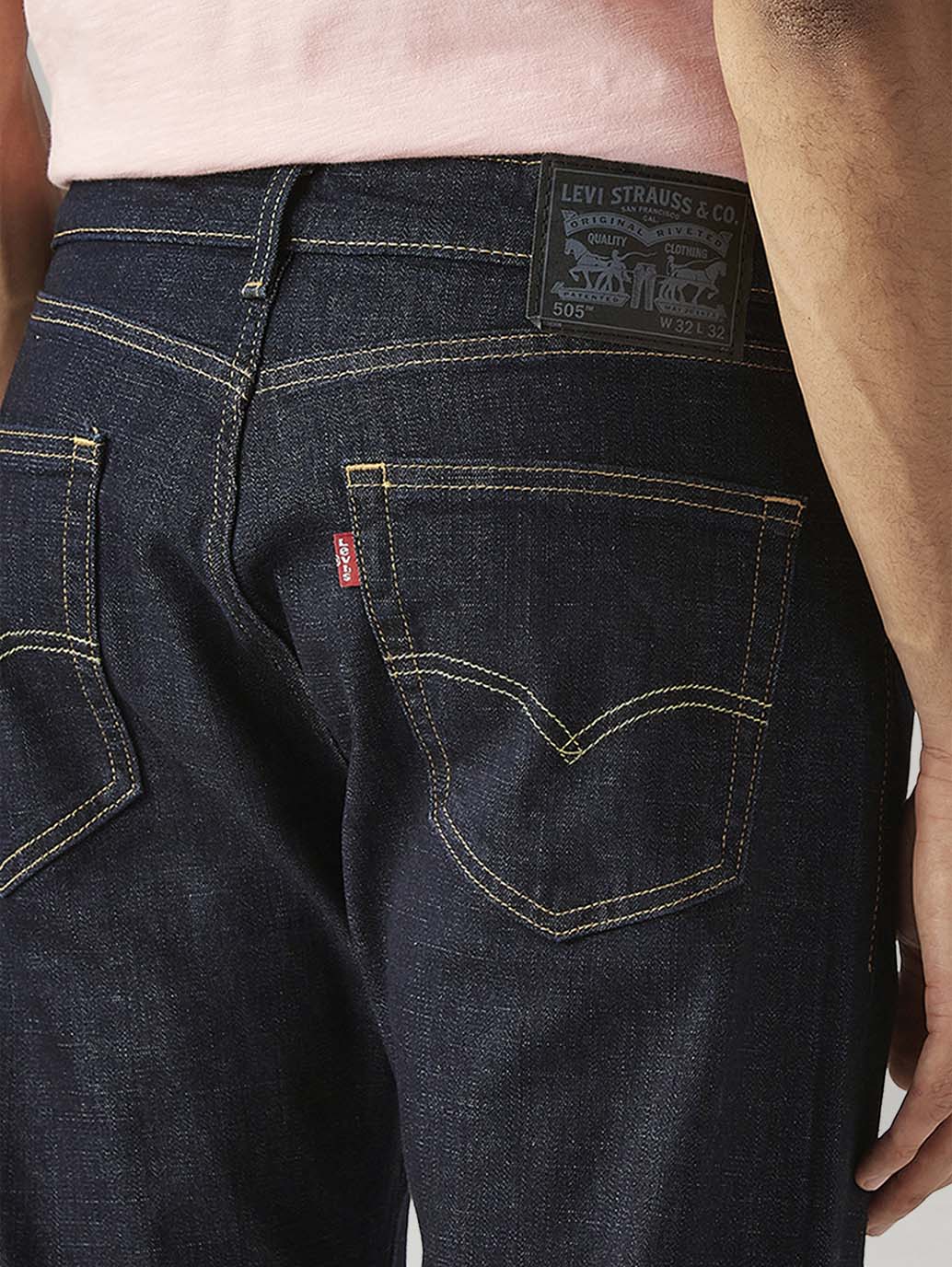 Men's 505 Navy Straight Fit Mid Rise Jeans - Image 6