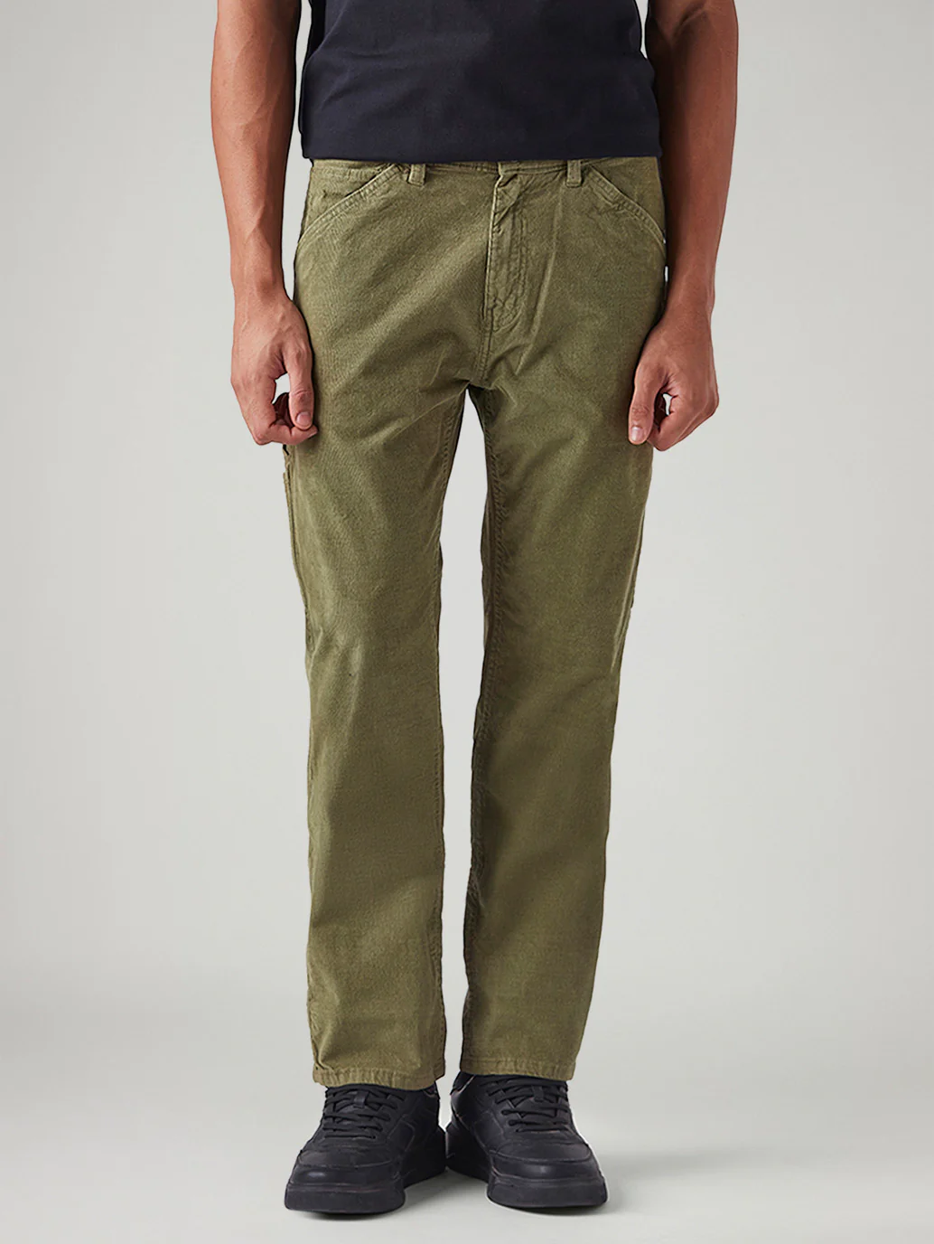 Men's 505 Olive Straight Fit Mid Rise Corduroy Cargos - Image 3
