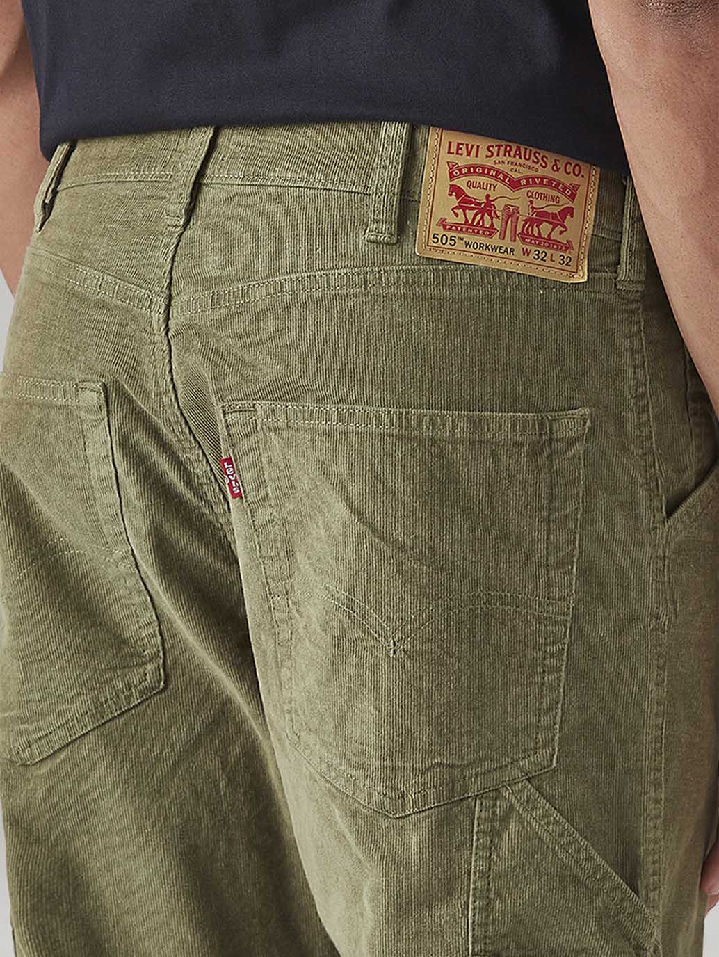 Men's 505 Olive Straight Fit Mid Rise Corduroy Cargos - Image 5
