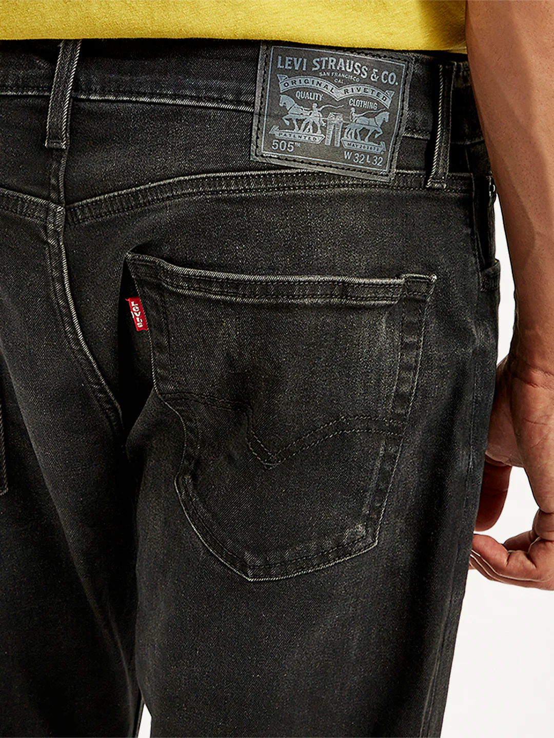 Men's 505 Black Straight Fit Mid Rise Jeans - Image 7