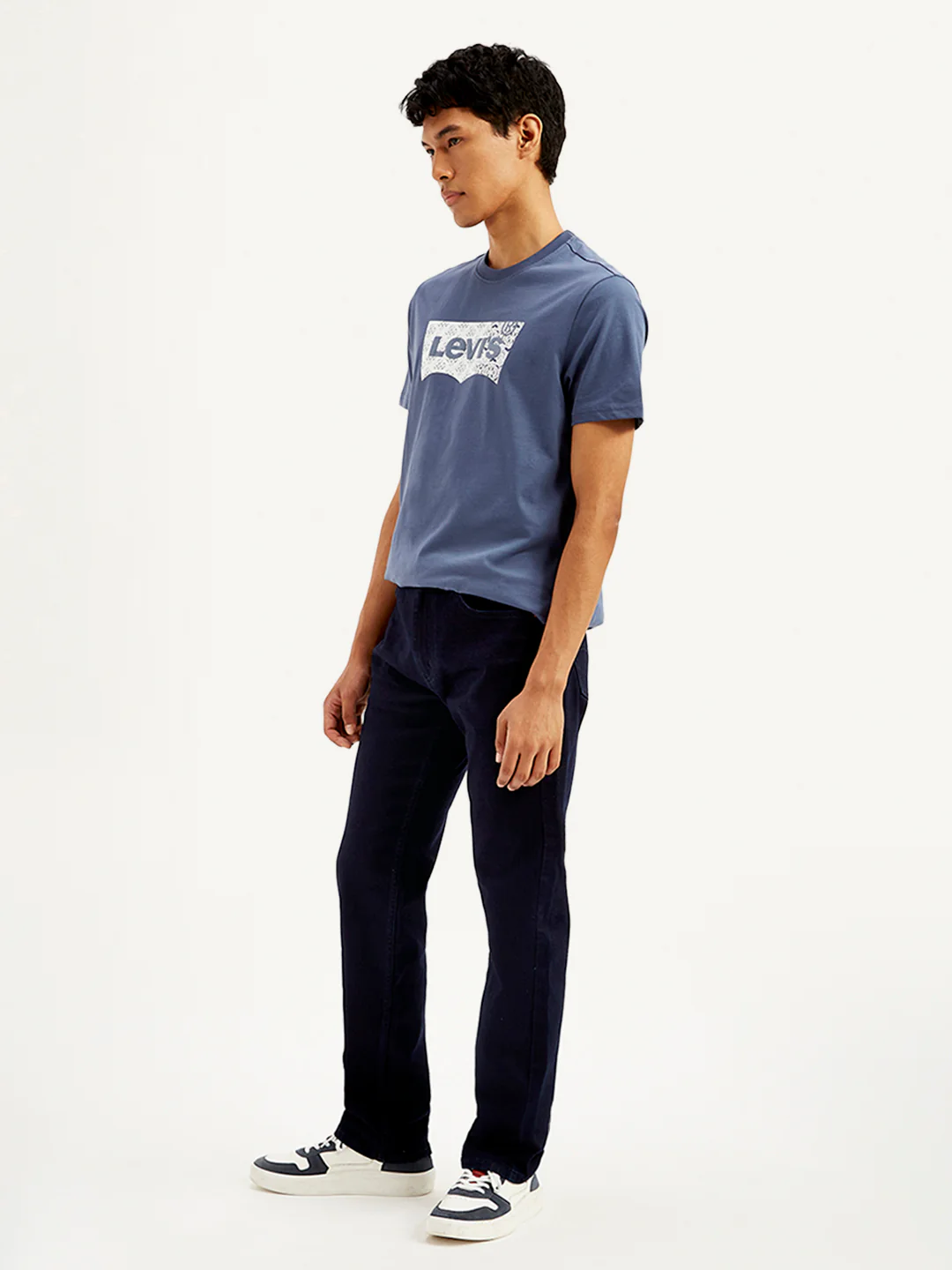 Men's 505 Navy Blue Straight Fit Mid Rise Jeans - Image 7