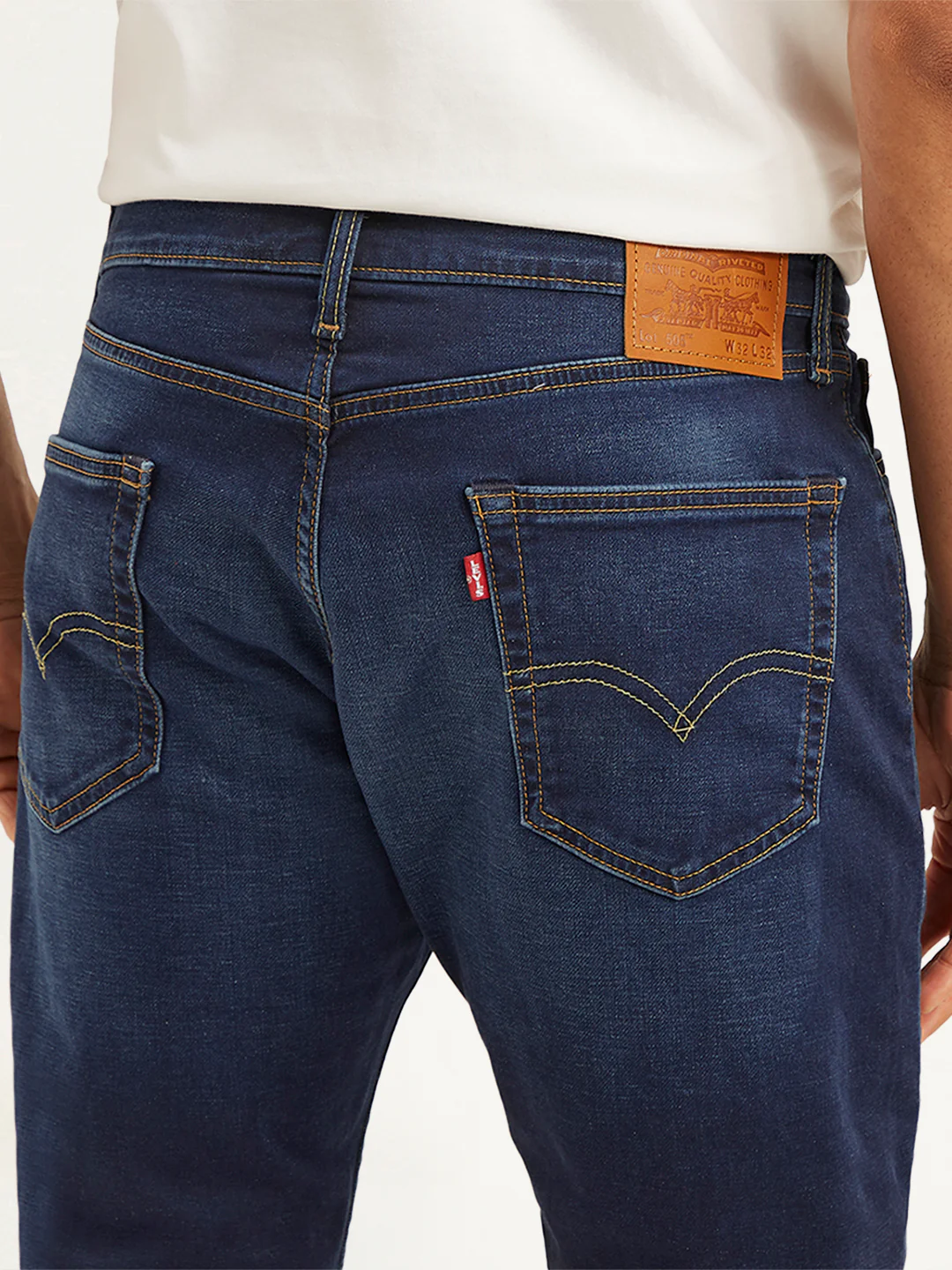 Men's 505 Navy Blue Straight Fit Mid Rise Jeans - Image 3