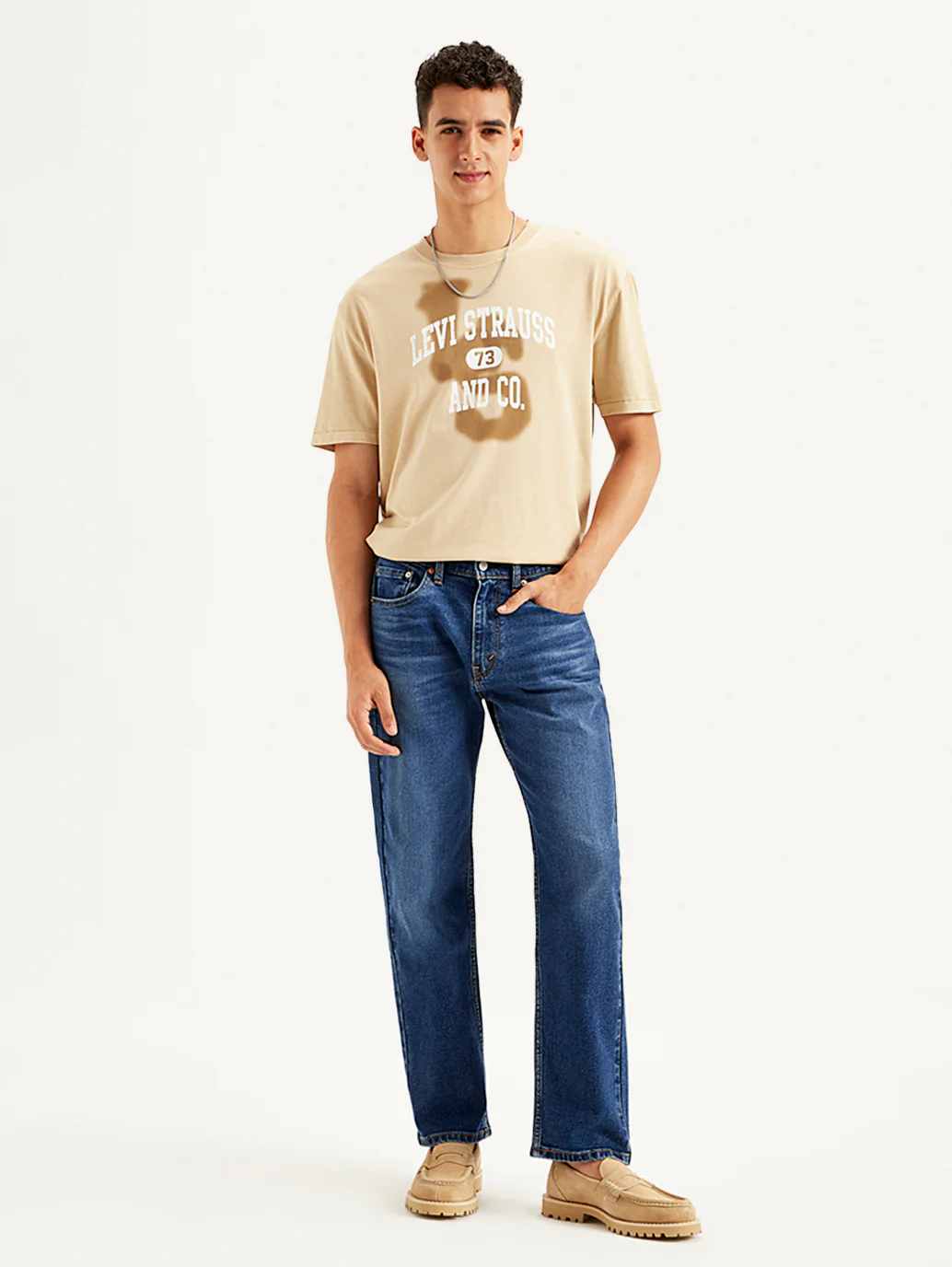 Men's 505 Blue Straight Fit Mid Rise Jeans - Image 3
