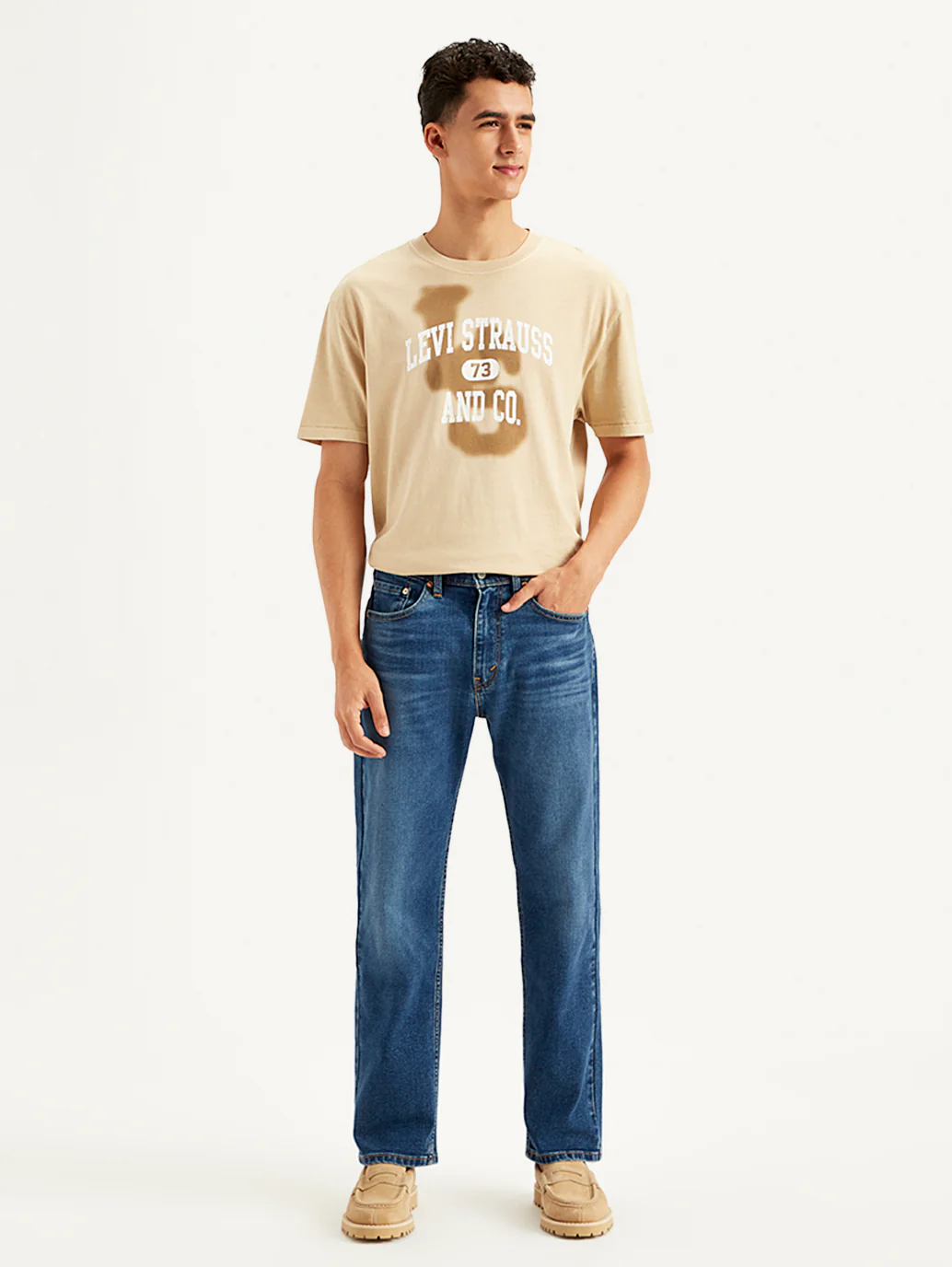 Men's 505 Blue Straight Fit Mid Rise Jeans - Image 5
