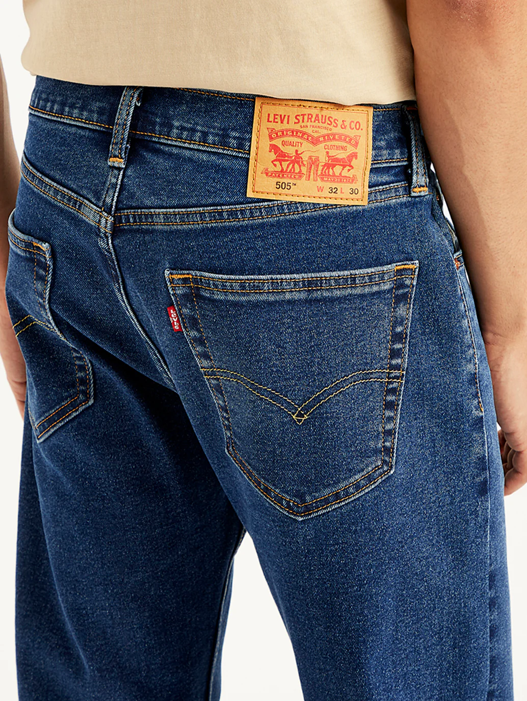 Men's 505 Blue Straight Fit Mid Rise Jeans - Image 7