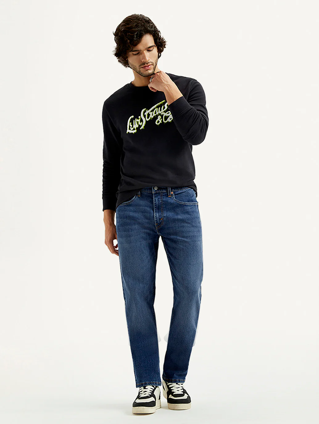 Men's 505 Med Indigo Straight Fit Mid Rise Jeans - Image 7