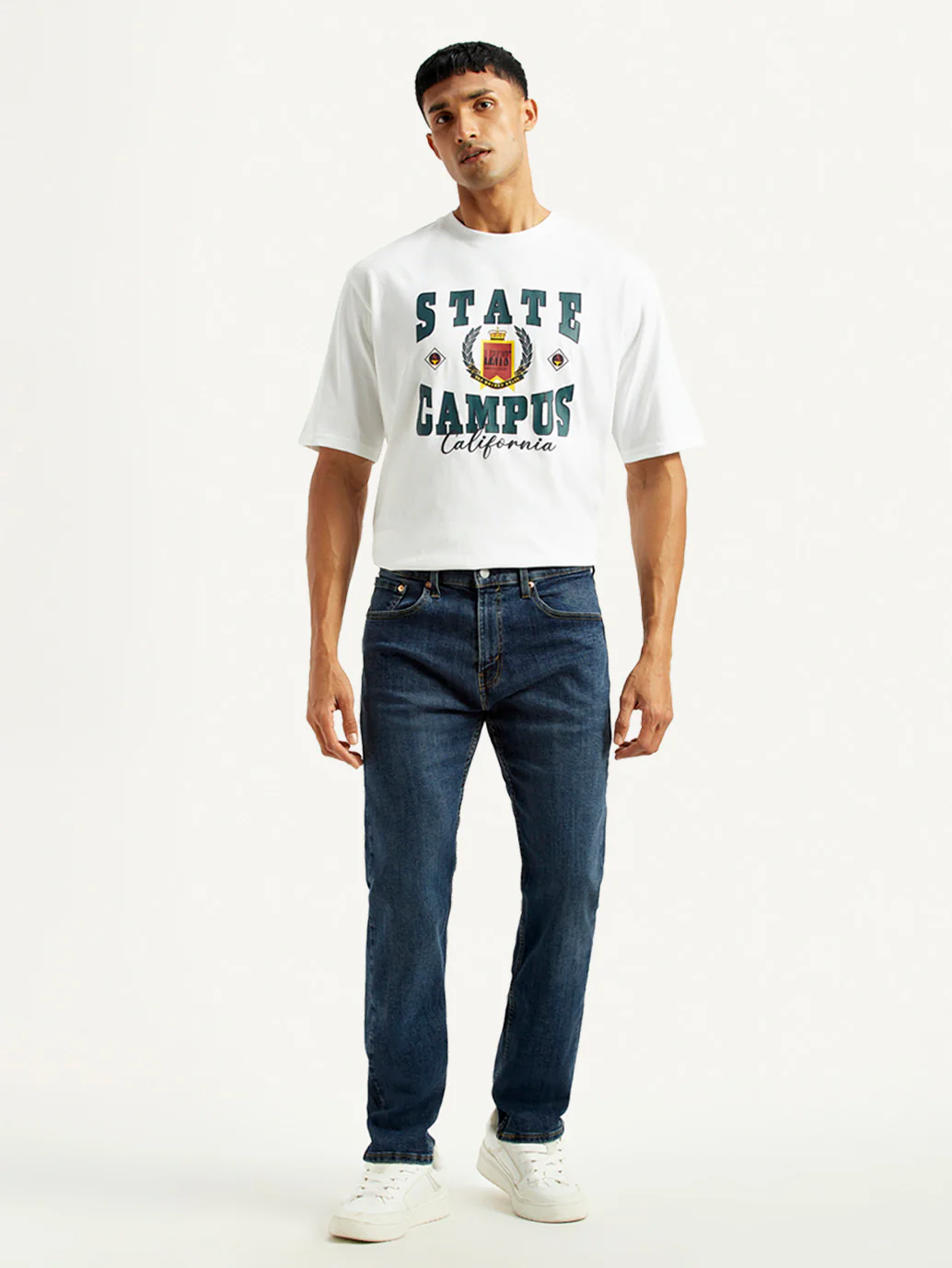 Men's 505 Dark Indigo Straight Fit Mid Rise Jeans - Image 7