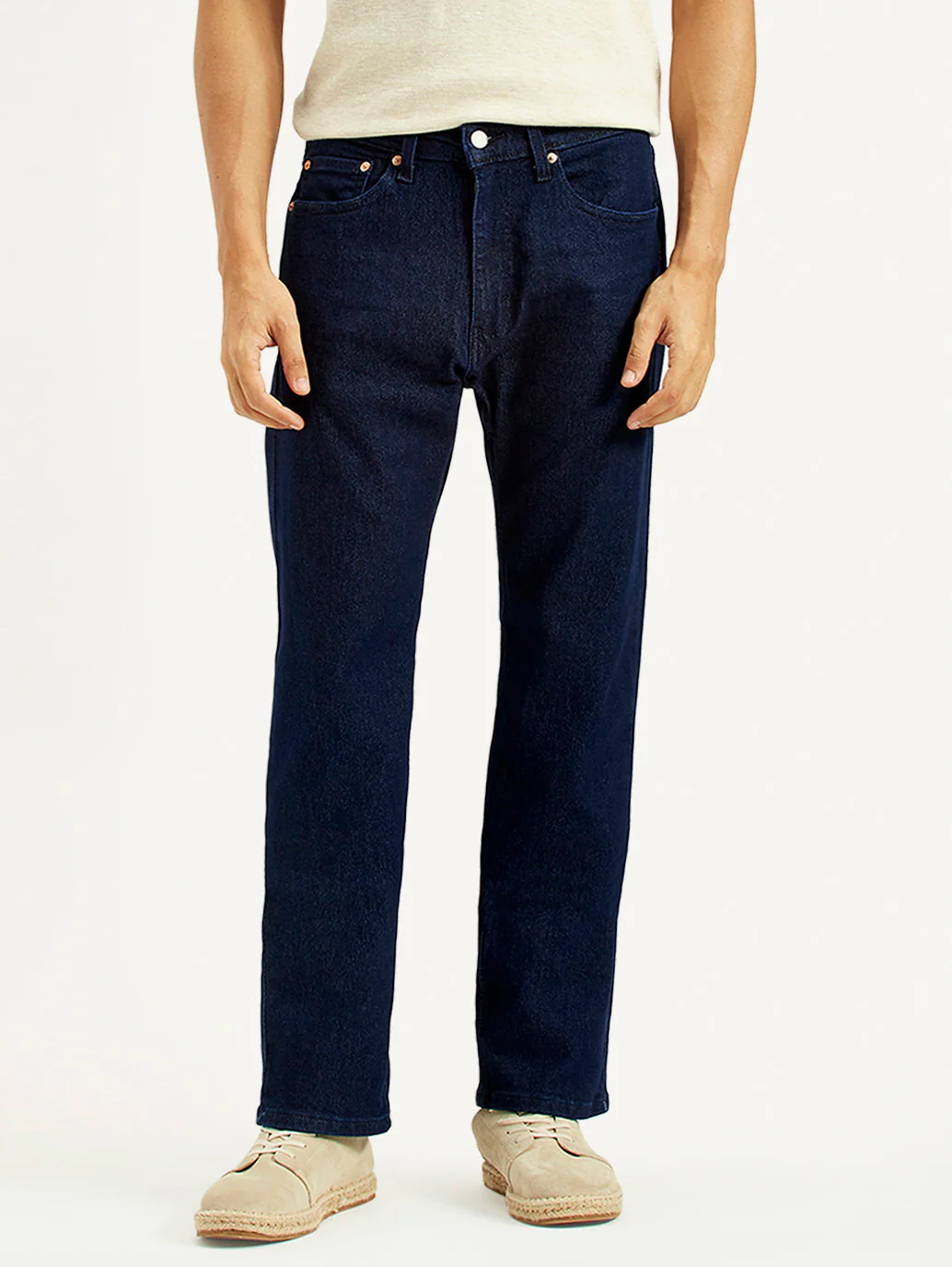 Men's 505 Navy Blue Straight Fit Mid Rise Jeans - Image 2