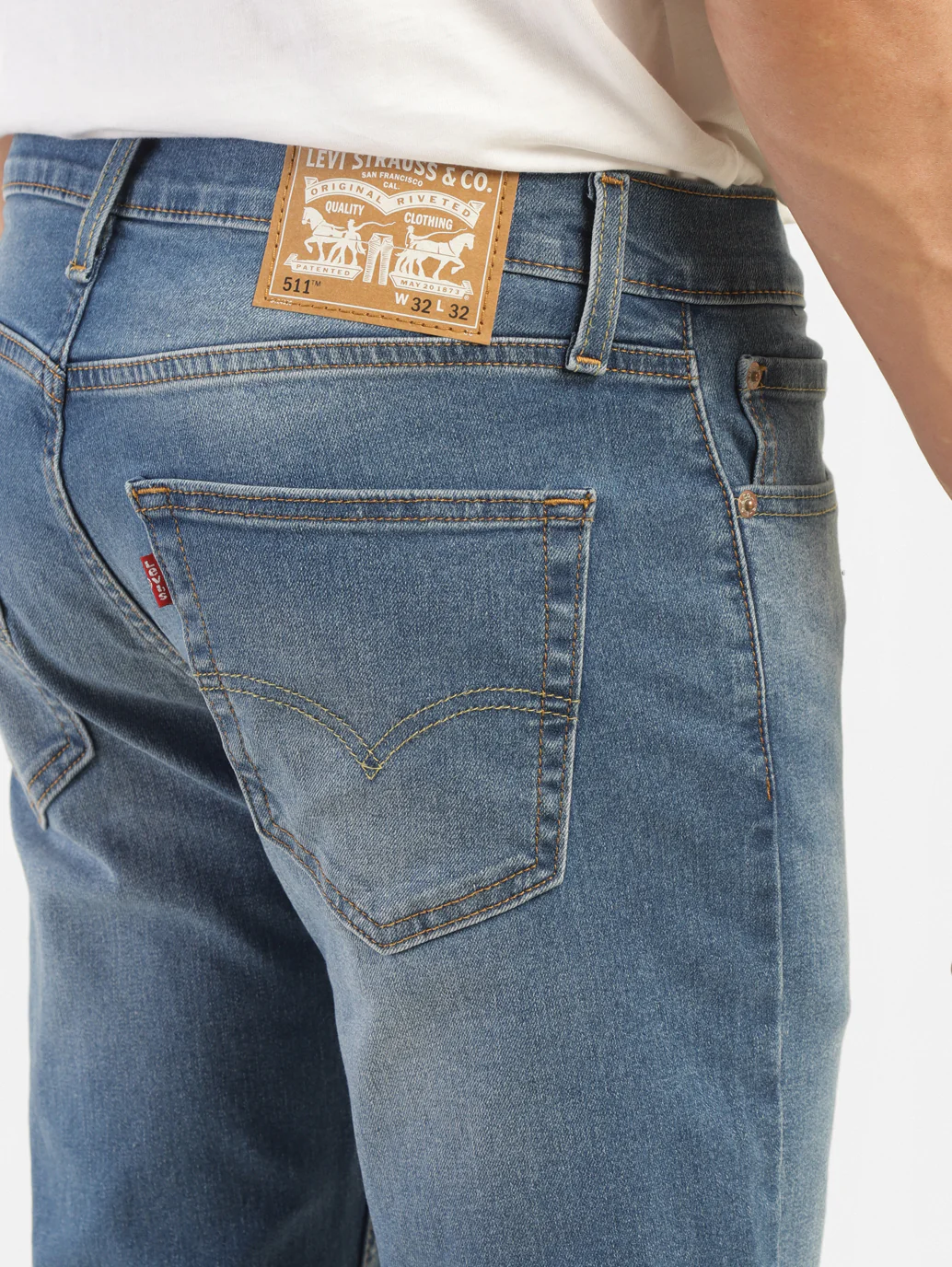 Men's 511 Blue Slim Fit Mid Rise Jeans - Image 6