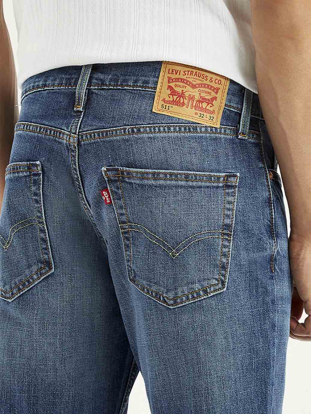 Men's 511 Blue Slim Fit Mid Rise Jeans - Image 6