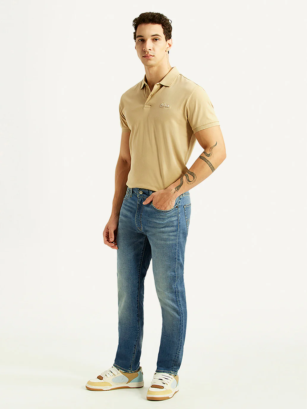 Men's 511 Blue Slim Fit Mid Rise Linen Jeans - Image 6