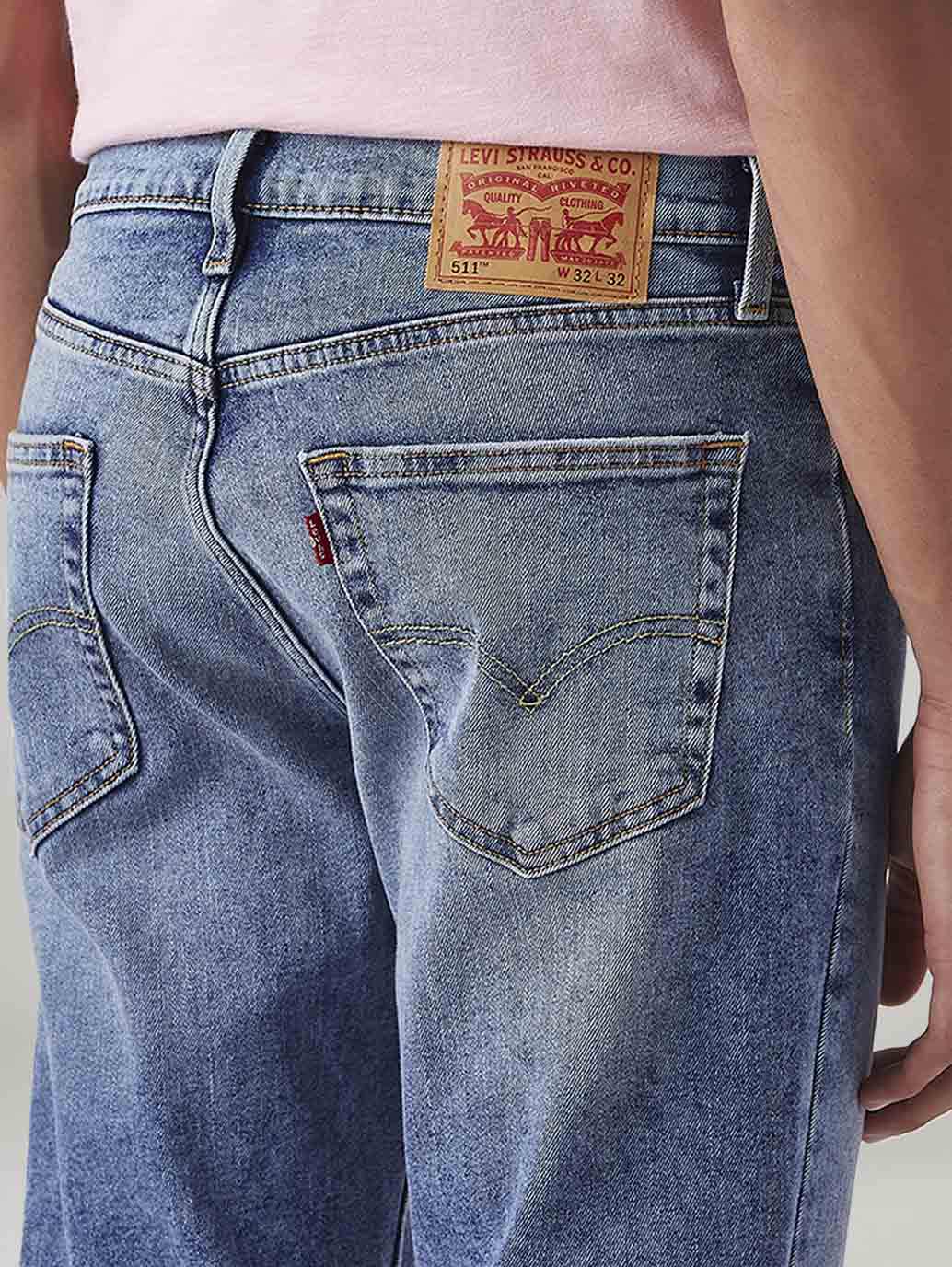 Men's 511 Blue Slim Fit Mid Rise Jeans - Image 5