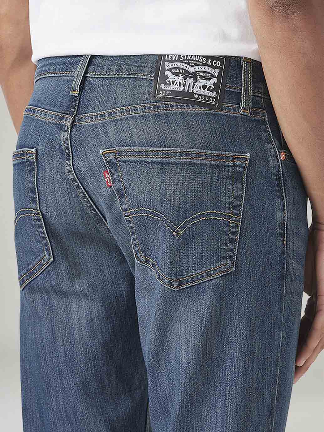 Men's 511 Blue Slim Fit Mid Rise Jeans - Image 5