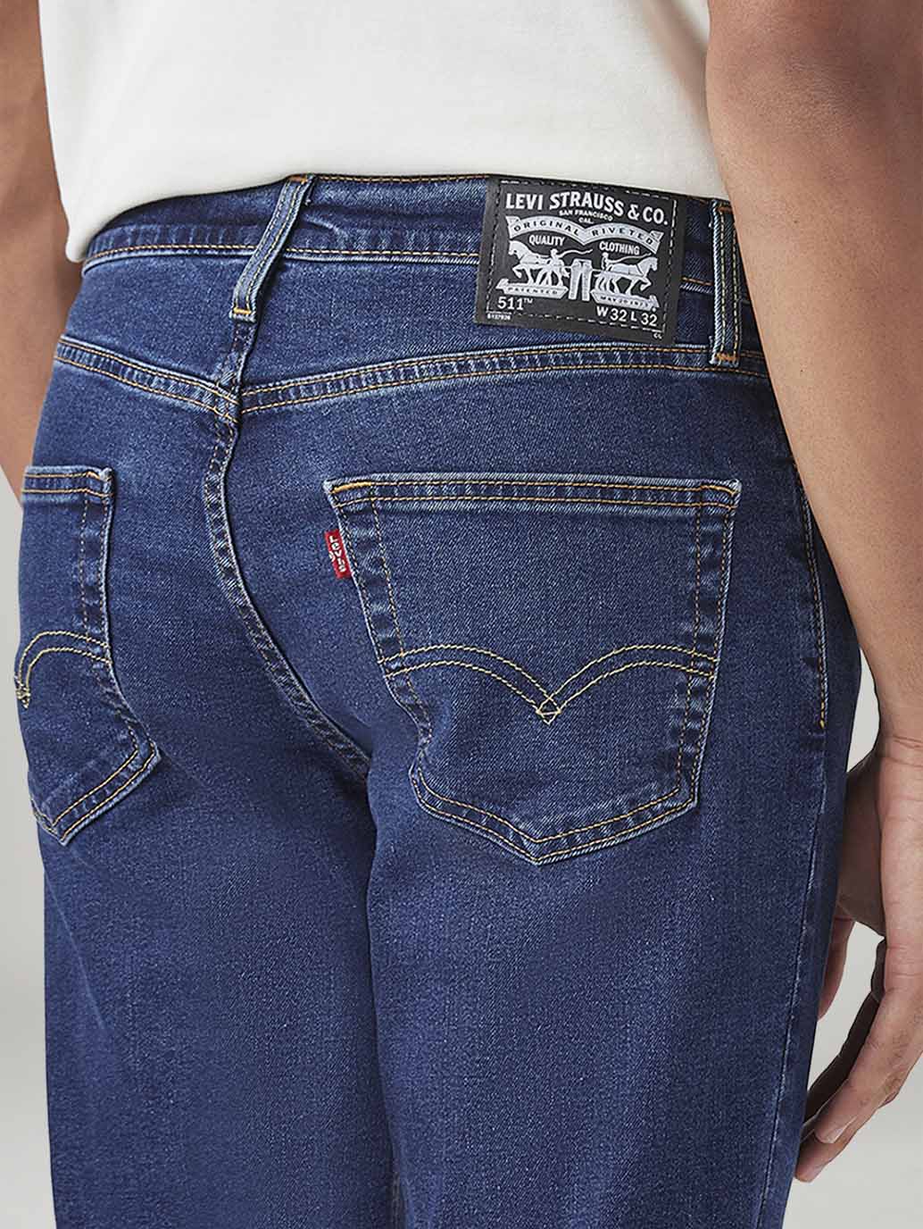 Men's 511 Blue Slim Fit Mid Rise Jeans - Image 6