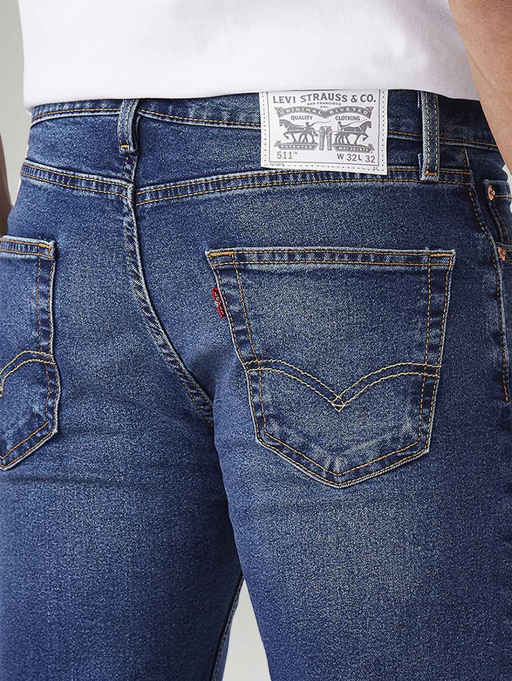 Men's 511 Dark Indigo Slim Fit Mid Rise Jeans - Image 6