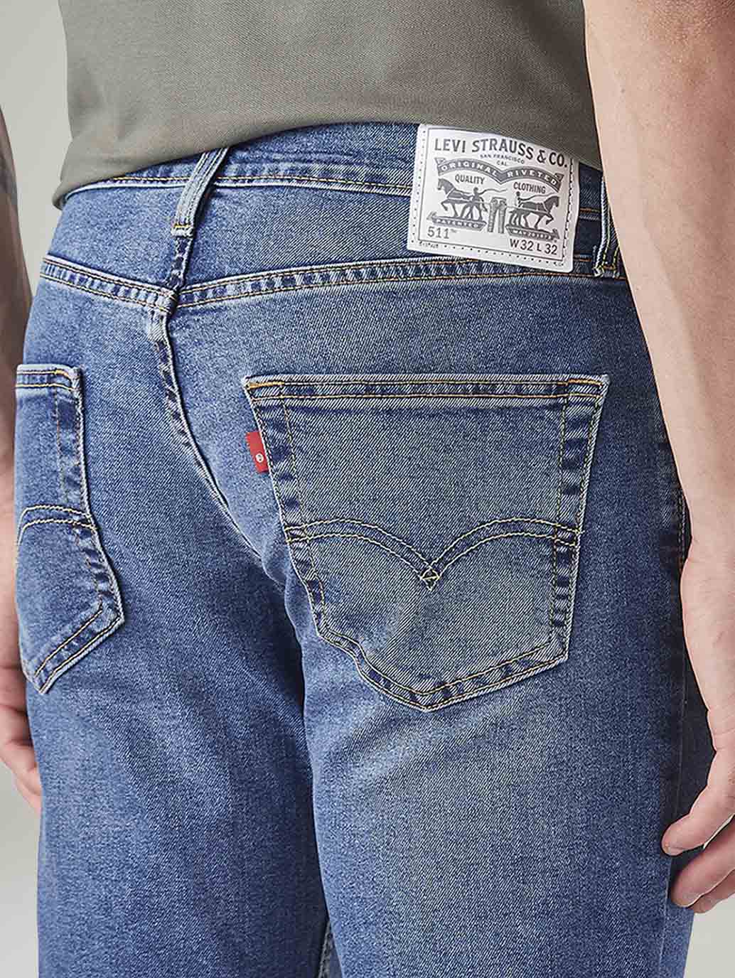 Men's 511 Dark Indigo Slim Fit Mid Rise Jeans - Image 6