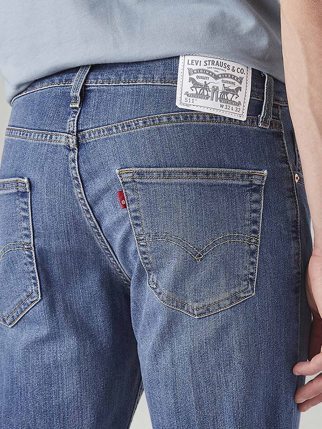 Men's 511 Med Indigo Slim Fit Mid Rise Jeans - Image 6
