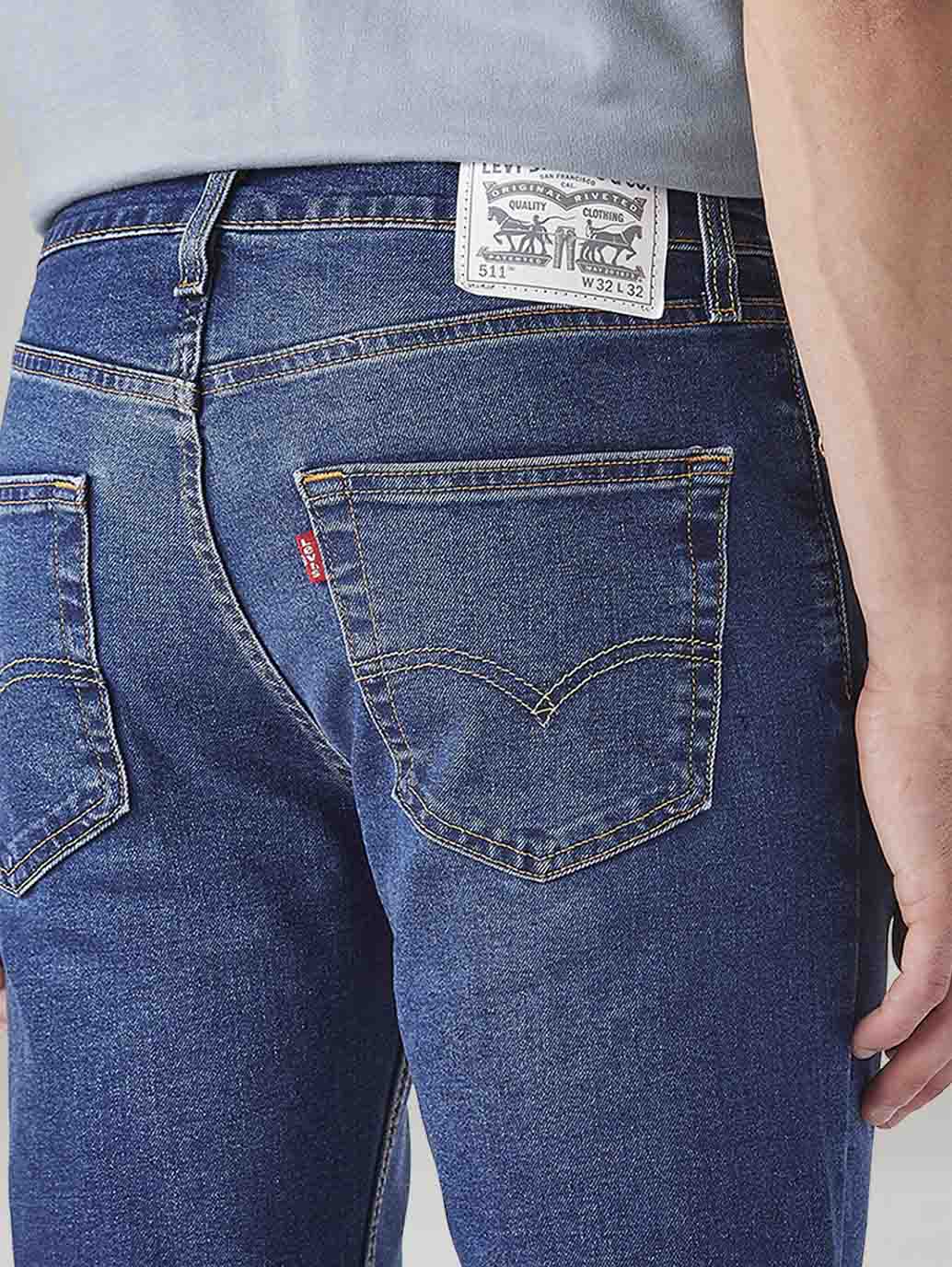 Men's 511 Dark Indigo Slim Fit Mid Rise Jeans - Image 6