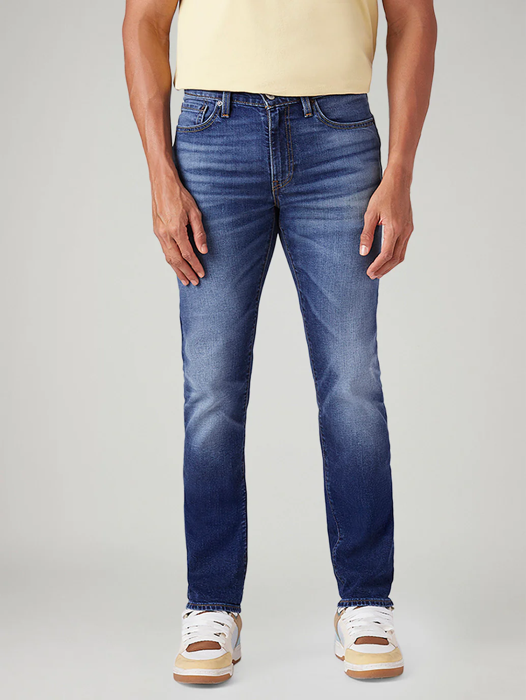 Men's 511 Blue Slim Fit Mid Rise Linen Jeans - Image 3