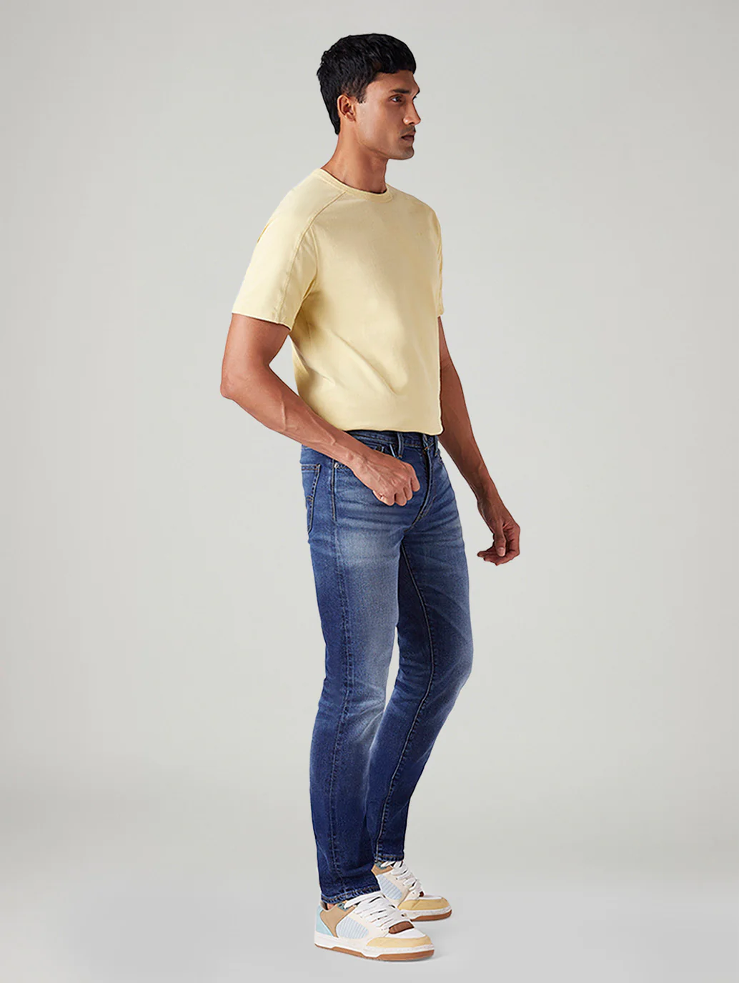 Men's 511 Blue Slim Fit Mid Rise Linen Jeans - Image 7