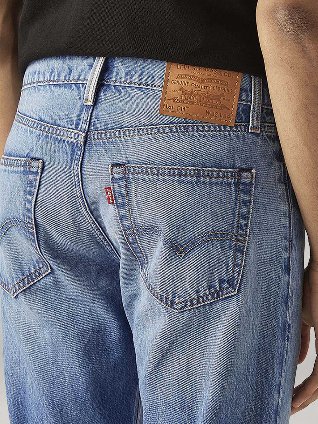 Men's 511 Blue Slim Fit Mid Rise Selvedge Jeans - Image 5