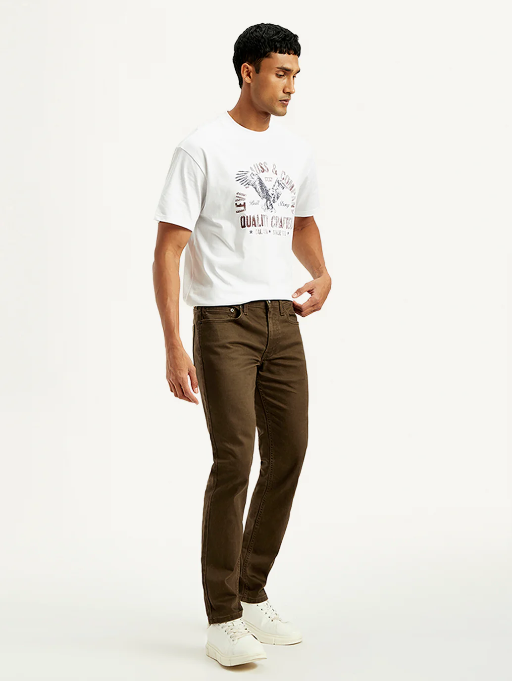 Men's 511 Brown Overdyed Slim Fit Mid Rise Jeans - Image 6