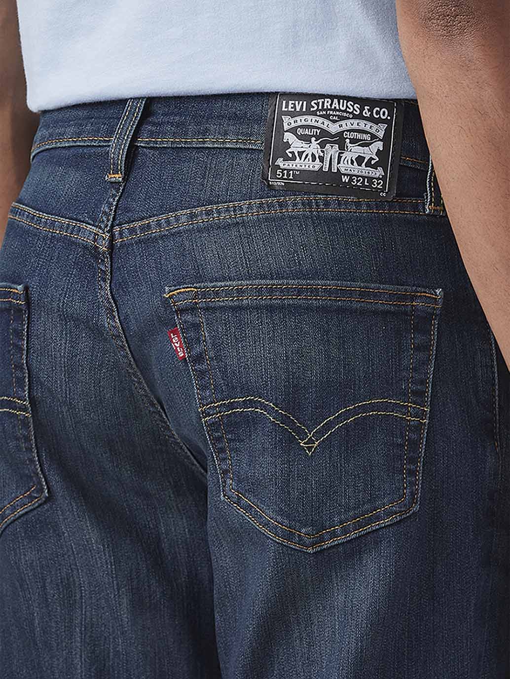 Men's 511 Dark Blue Slim Fit Mid Rise Jeans - Image 5