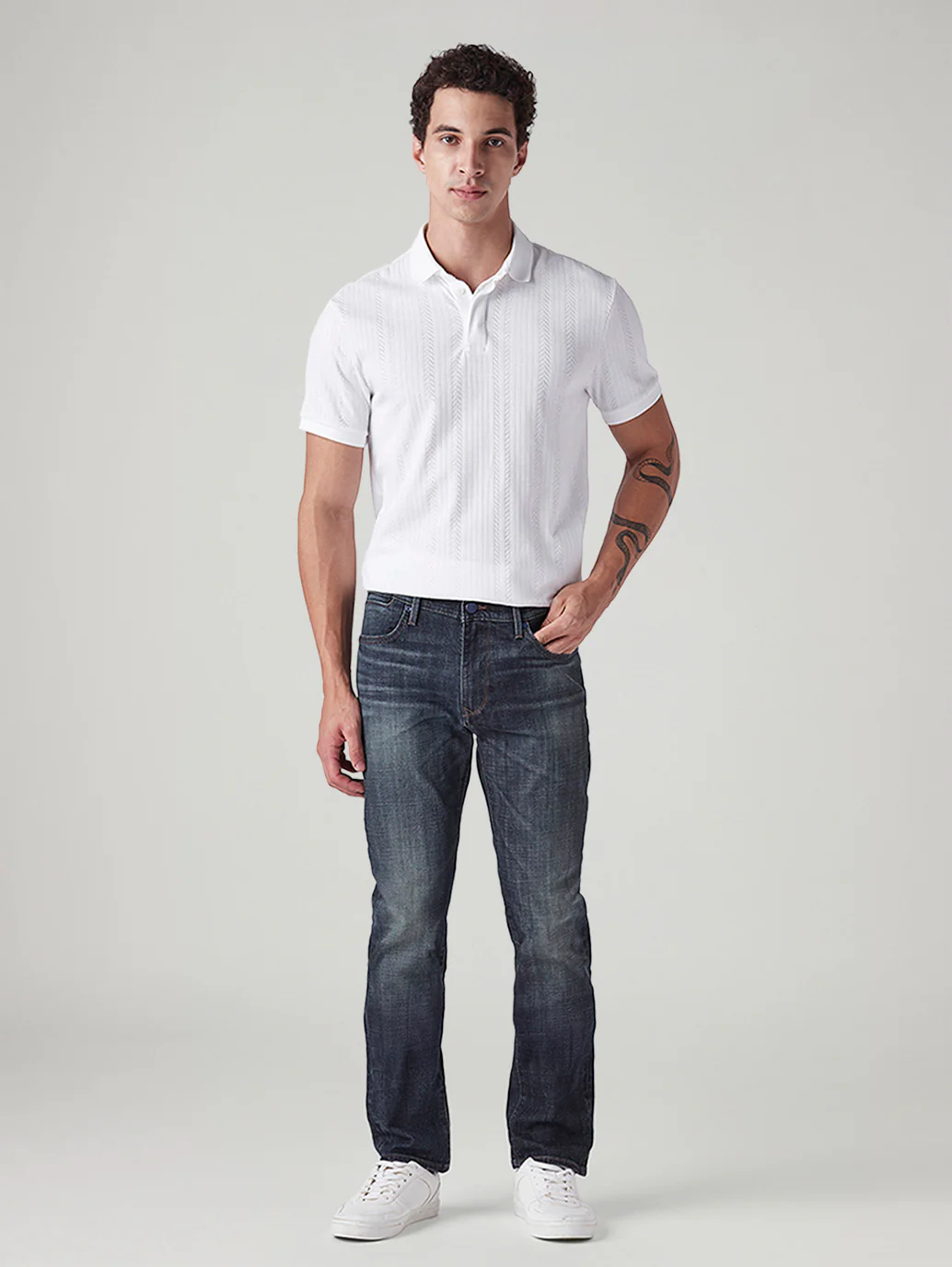 Men's 511 Dark-Blue Slim Fit Mid Rise Redloop Jeans - Image 2