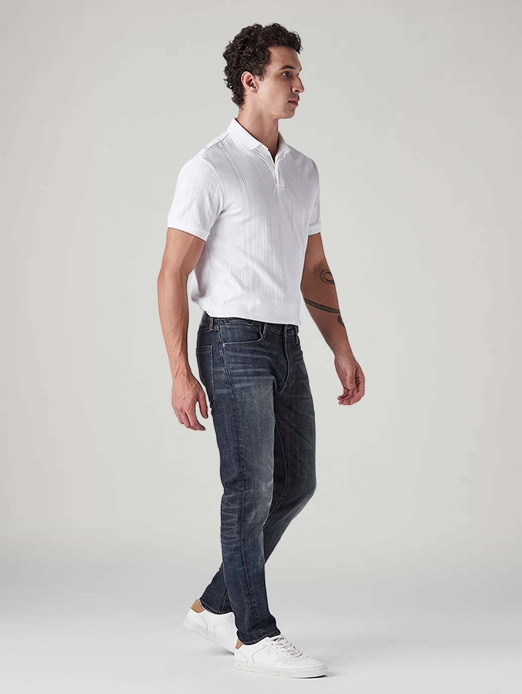 Men's 511 Dark-Blue Slim Fit Mid Rise Redloop Jeans - Image 7