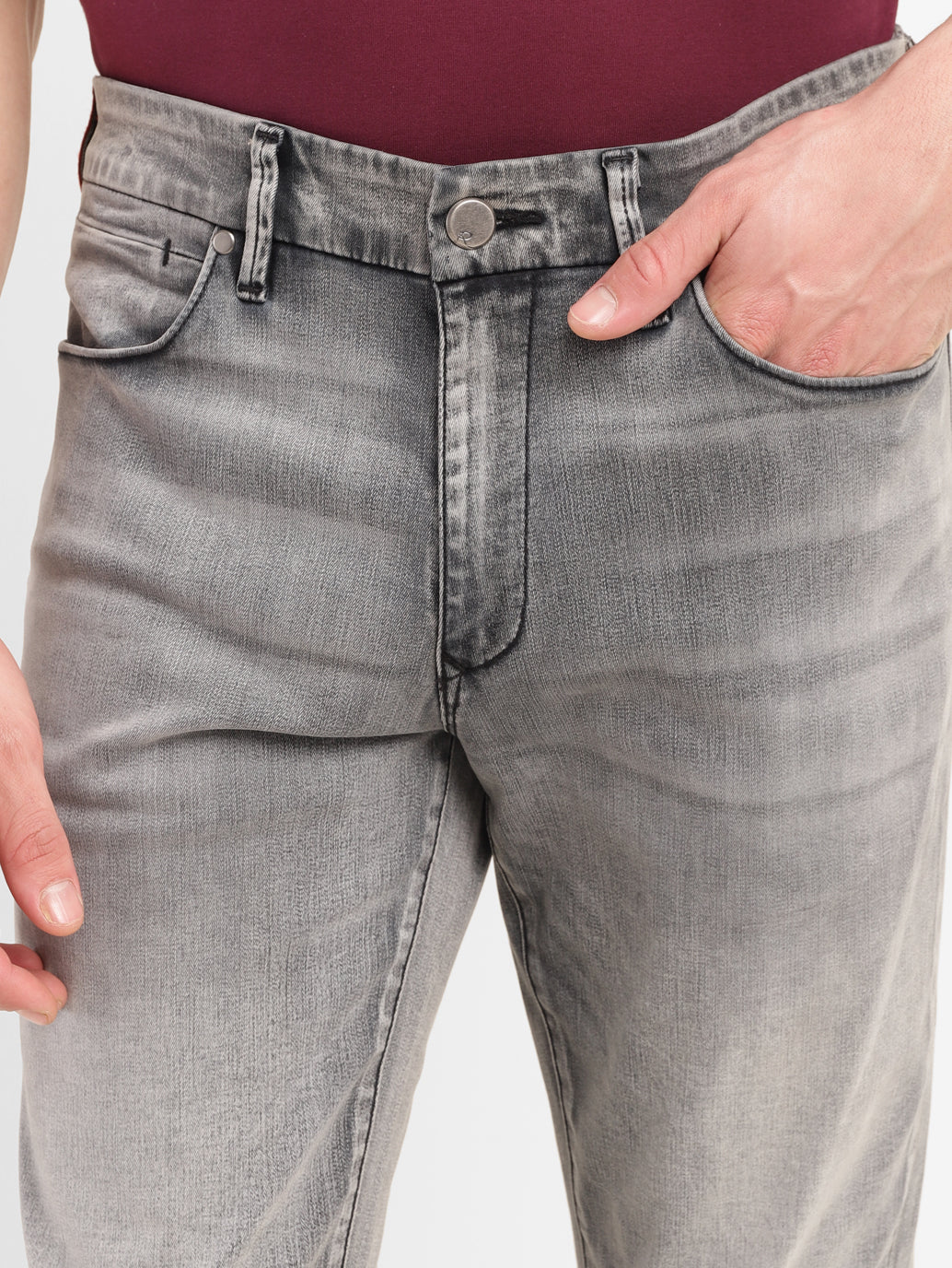 Men's Redloop 511 Grey Slim Fit Mid Rise Jeans - Image 7