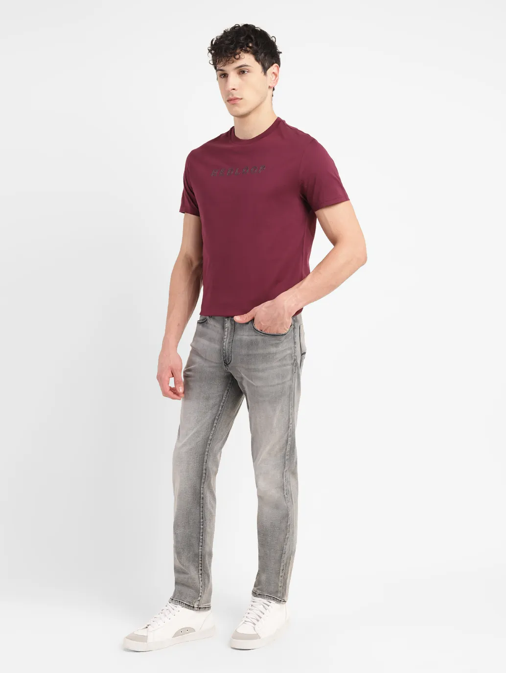 Men's Redloop 511 Grey Slim Fit Mid Rise Jeans - Image 9
