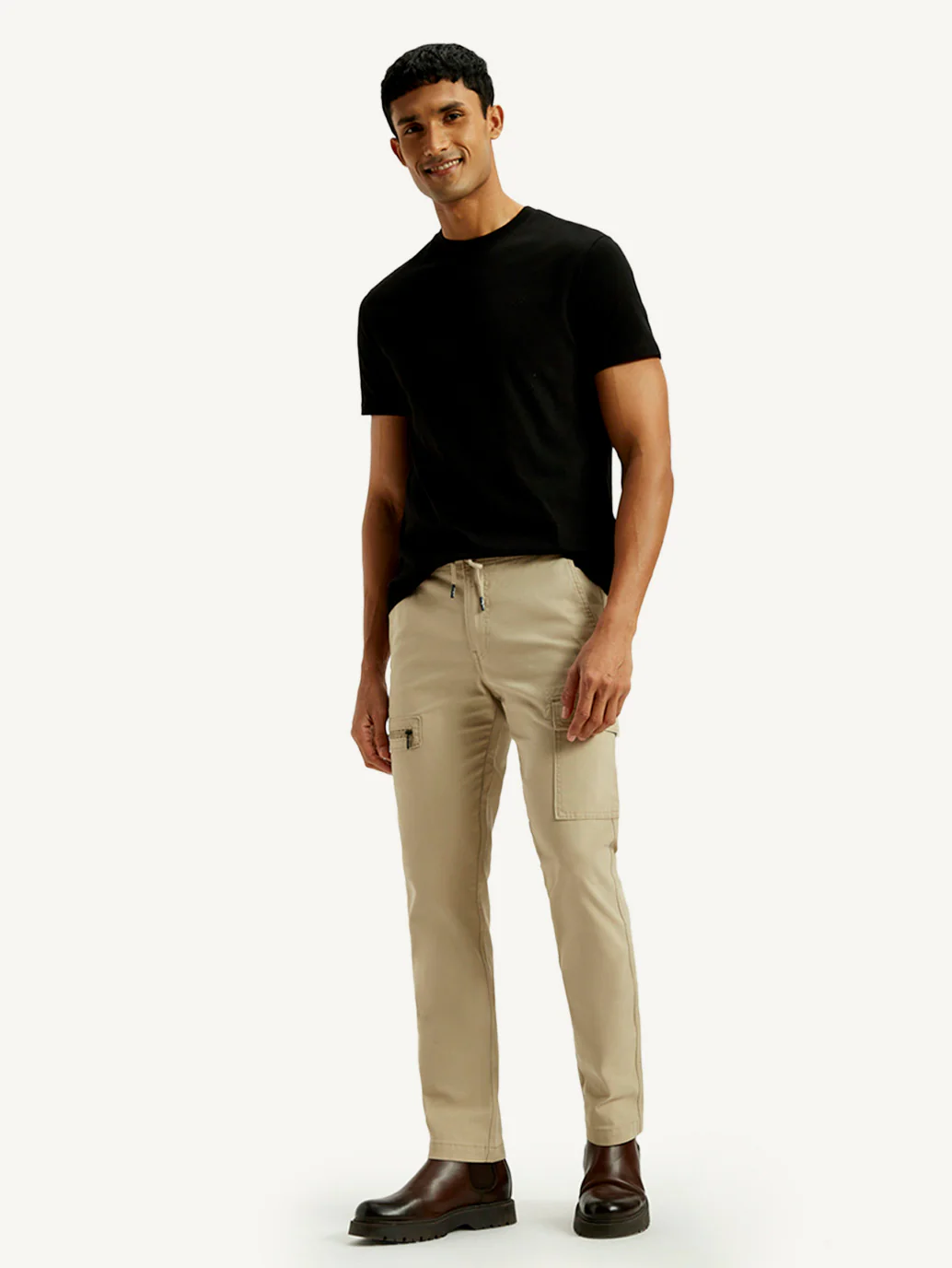 Men's 511 Beige Slim Fit Mid Rise Cargo Trousers - Image 2