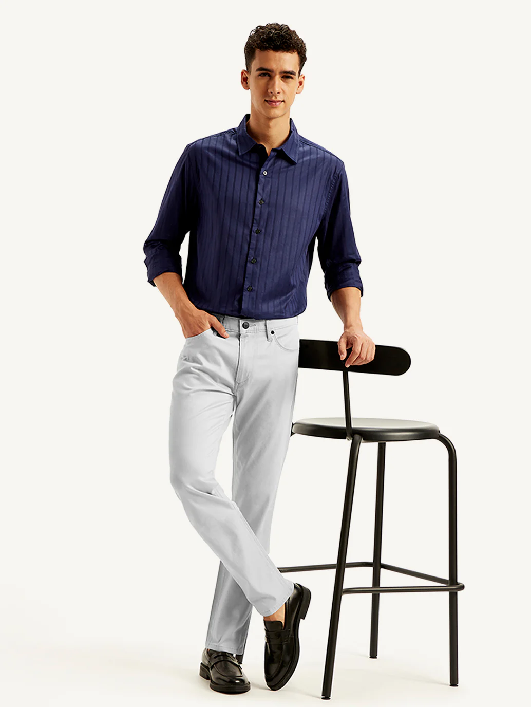 Men's Redloop 511 Light Grey Slim Fit Mid Rise Jeans - Image 2