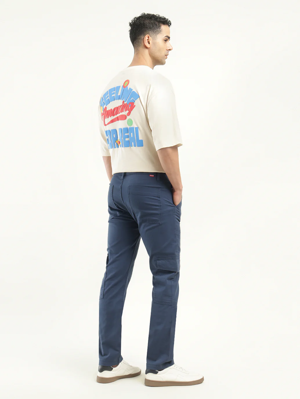 Men's 511 Slim Fit Navy Cargo Trousers - Image 3