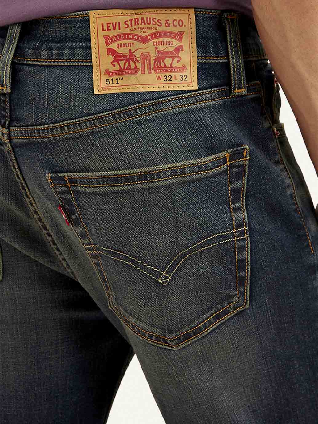 Men's 511 Navy Blue Slim Fit Mid Rise Jeans - Image 5
