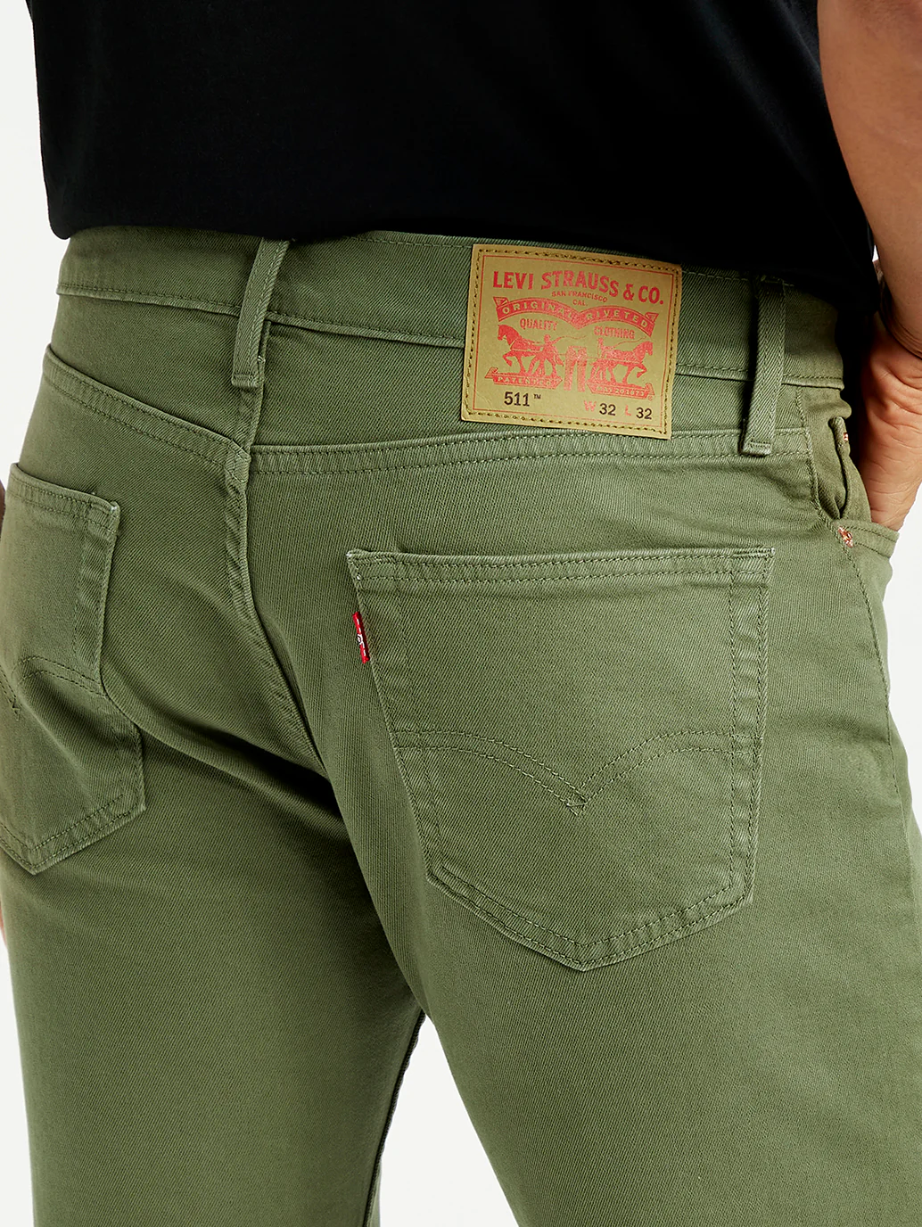 Men's 511 Olive Green Slim Fit Mid Rise Jeans - Image 6