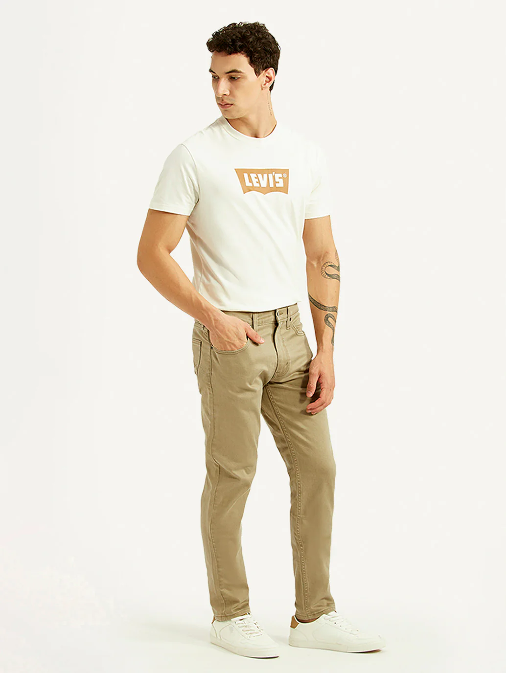 Men's 512 Beige Slim Tapered Fit Mid Rise Jeans - Image 7