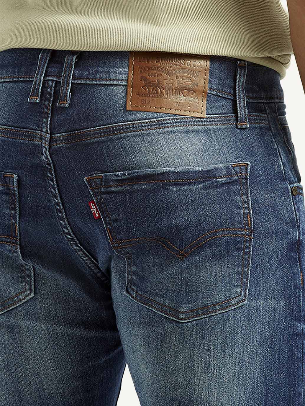 Men's 512 Blue Slim Tapered Fit Mid Rise Jeans - Image 6