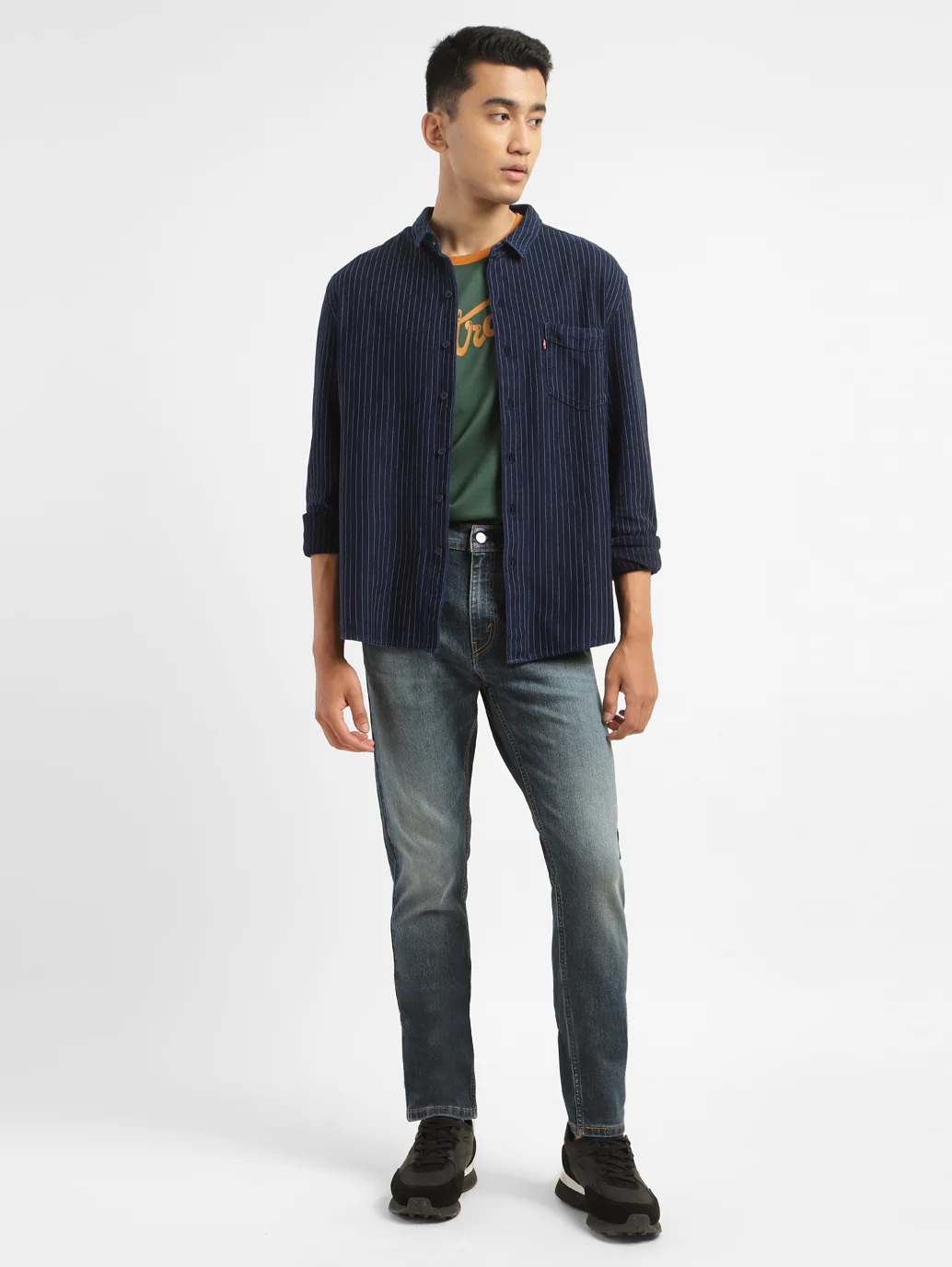Men's 512 Navy Blue Slim Tapered Fit Mid Rise Jeans