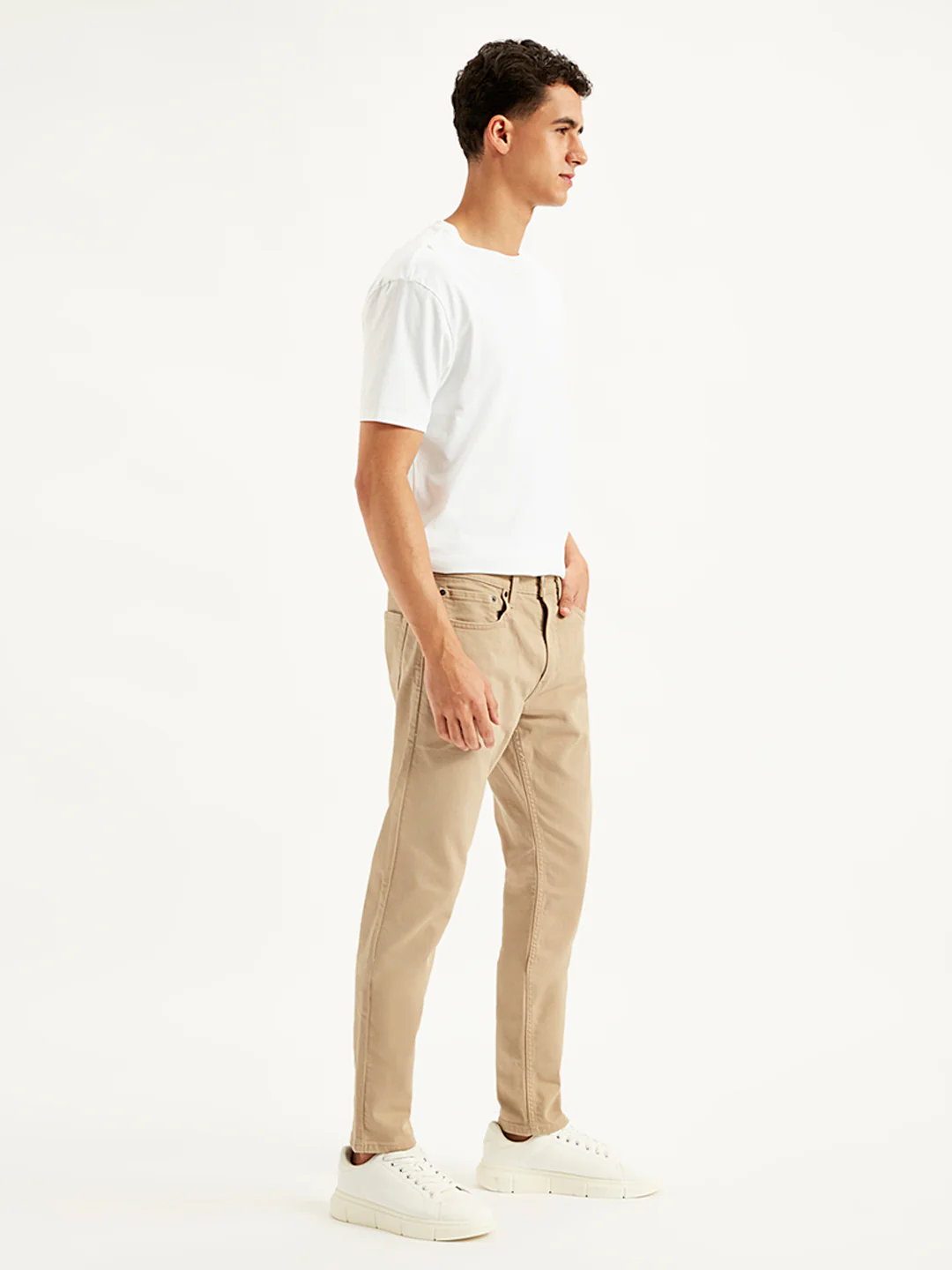 Men's 512 Beige Slim Tapered Fit Mid Rise Jeans - Image 3