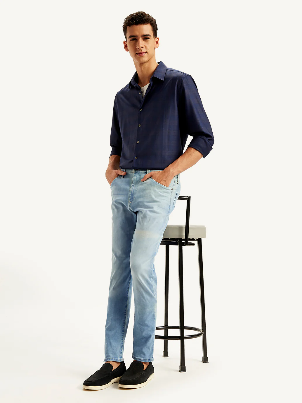 Men's Redloop 512 Light Blue Slim Tapered Fit Mid Rise Jeans
