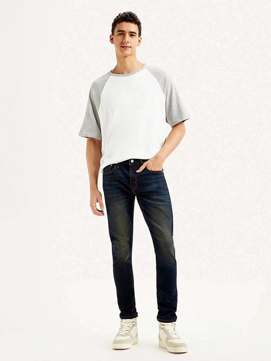 Men's Navy Blue Skinny Tapered Fit Mid Rise Jeans