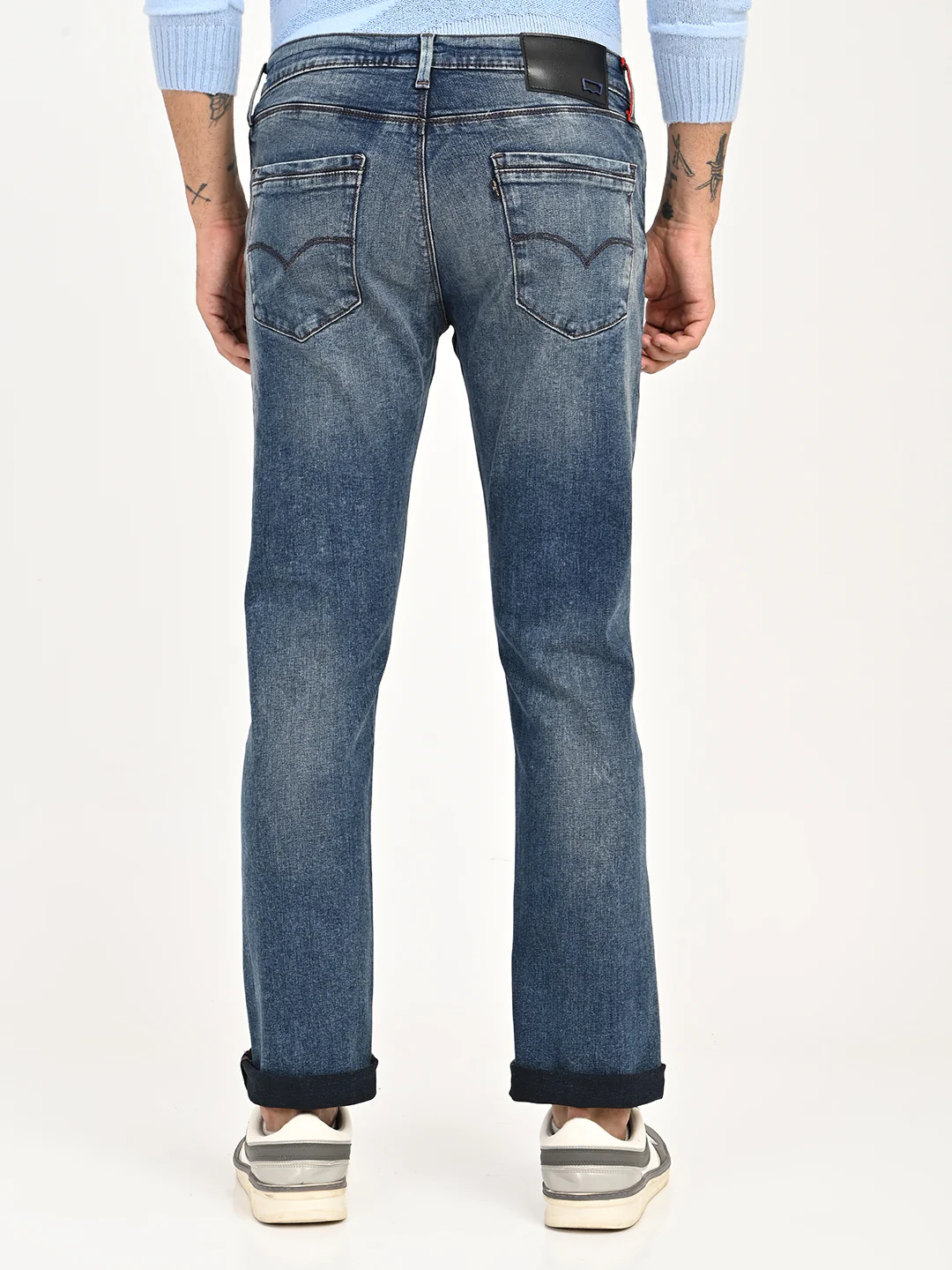 Men's Redloop 513 Blue Slim Straight Fit Mid Rise Jeans - Image 2