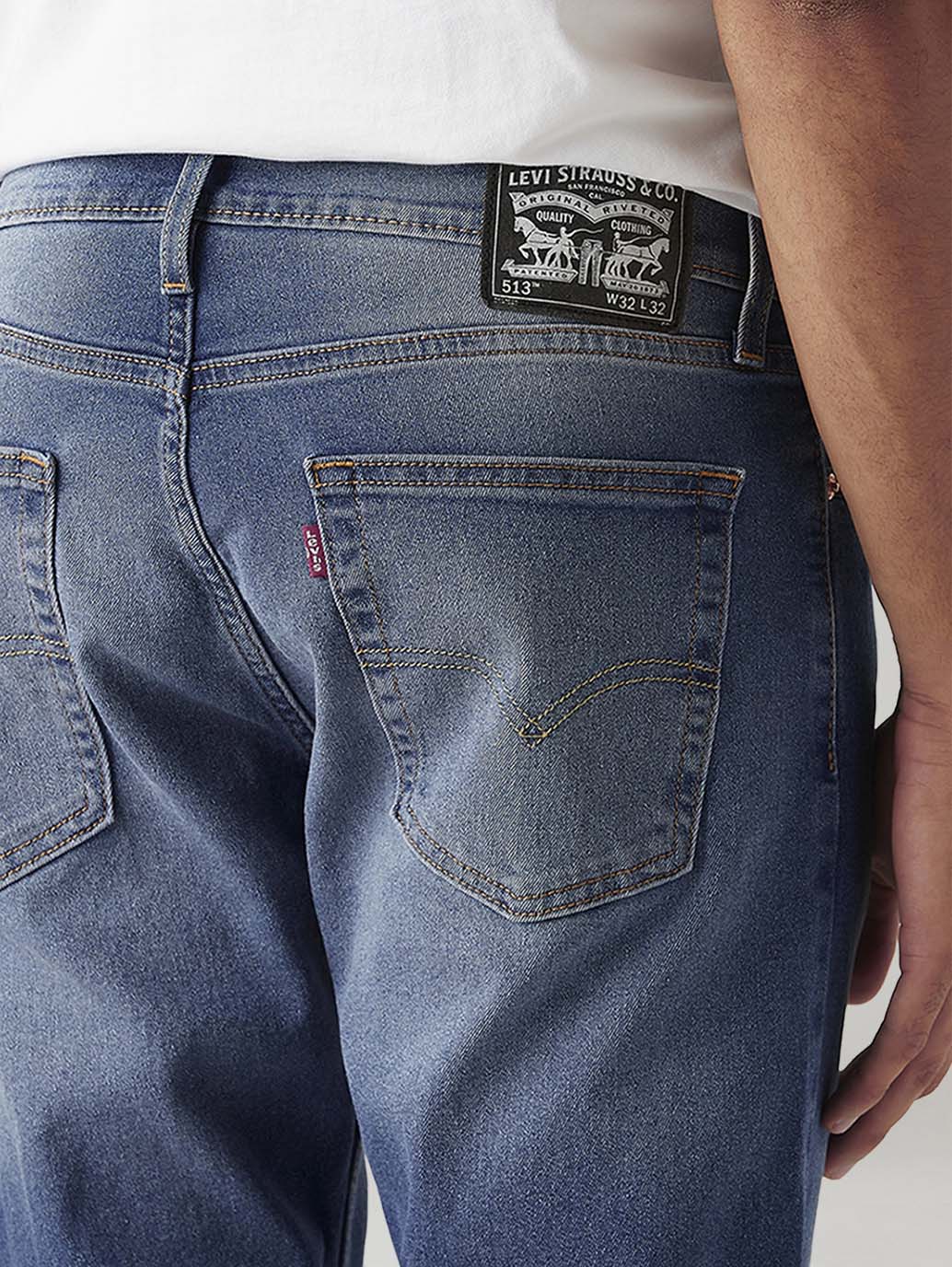 Men's 513 Med Indigo Slim Straight Fit Mid Rise Jeans - Image 5