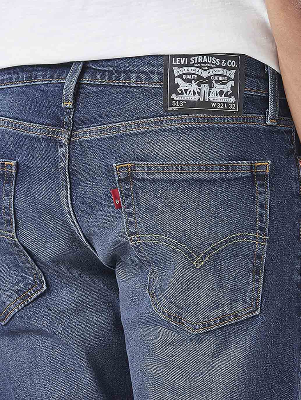 Men's 513 Blue Slim Straight Fit Mid Rise Jeans - Image 6