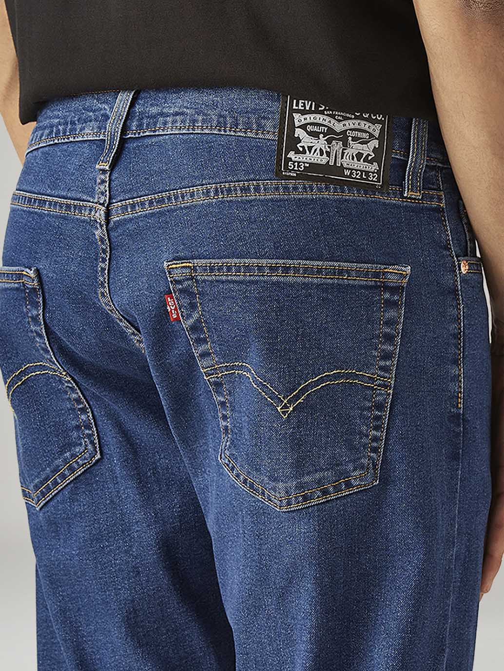 Men's 513 Blue Slim Straight Fit Mid Rise Jeans - Image 6