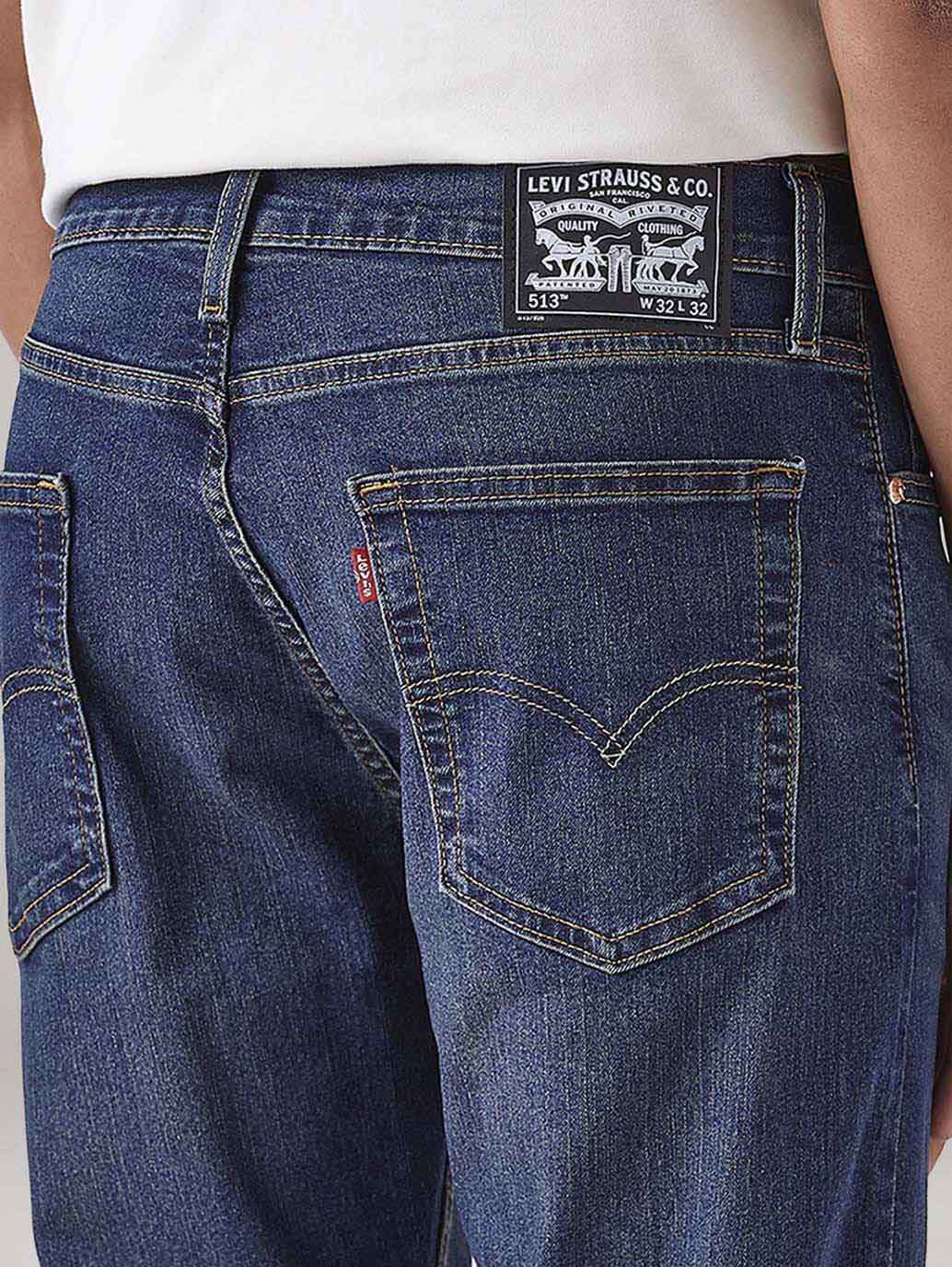 Men's 513 Blue Slim Straight Fit Mid Rise Tinted Jeans - Image 5