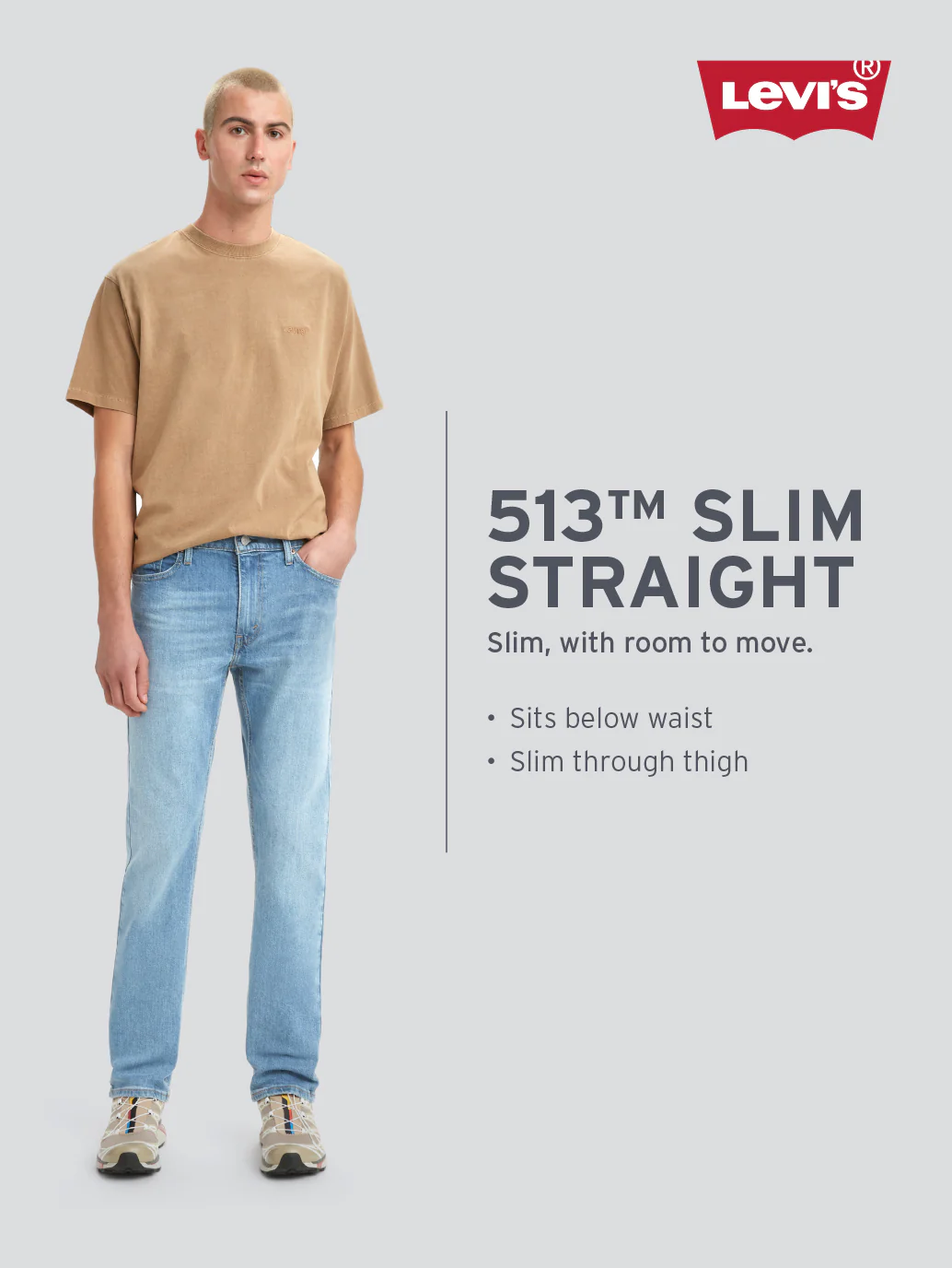 Men's 513 Grey Slim Straight Fit Mid Rise Jeans - Image 8